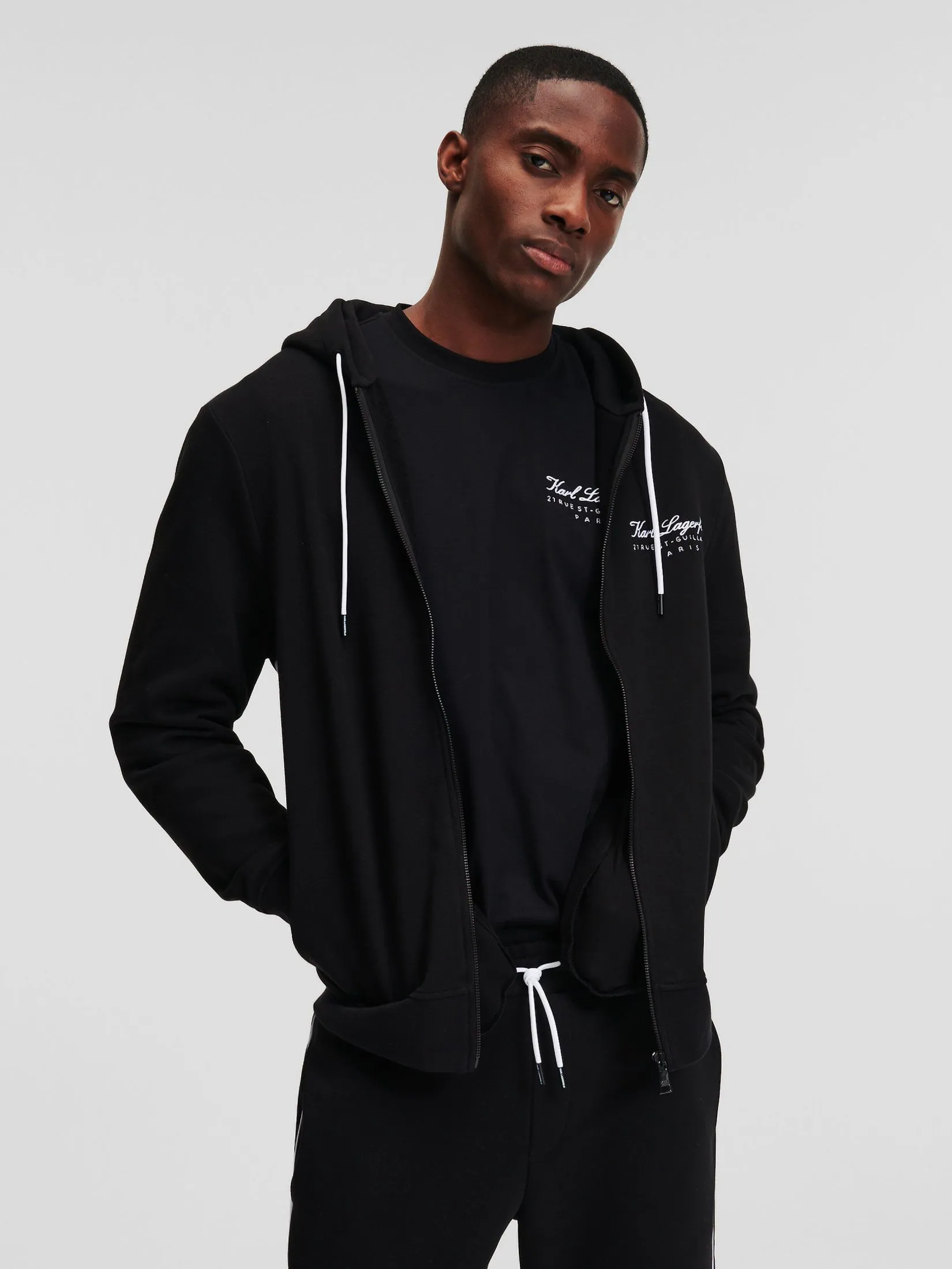 KARL LAGERFELD HOTEL KARL ZIP UP HOODIE BLACK