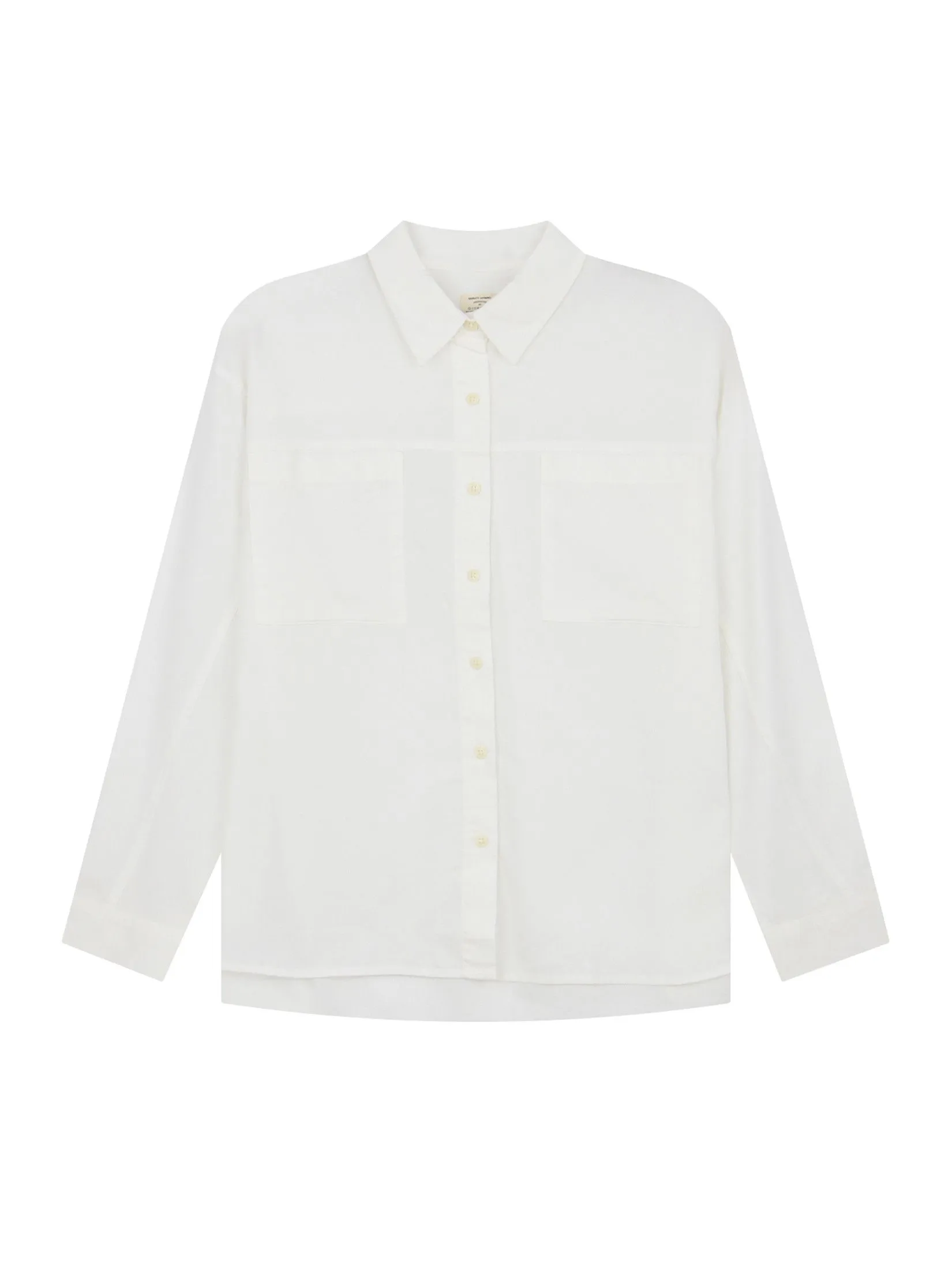 GIORDANO Women's Loose Pocket Linen Shirt Signature White