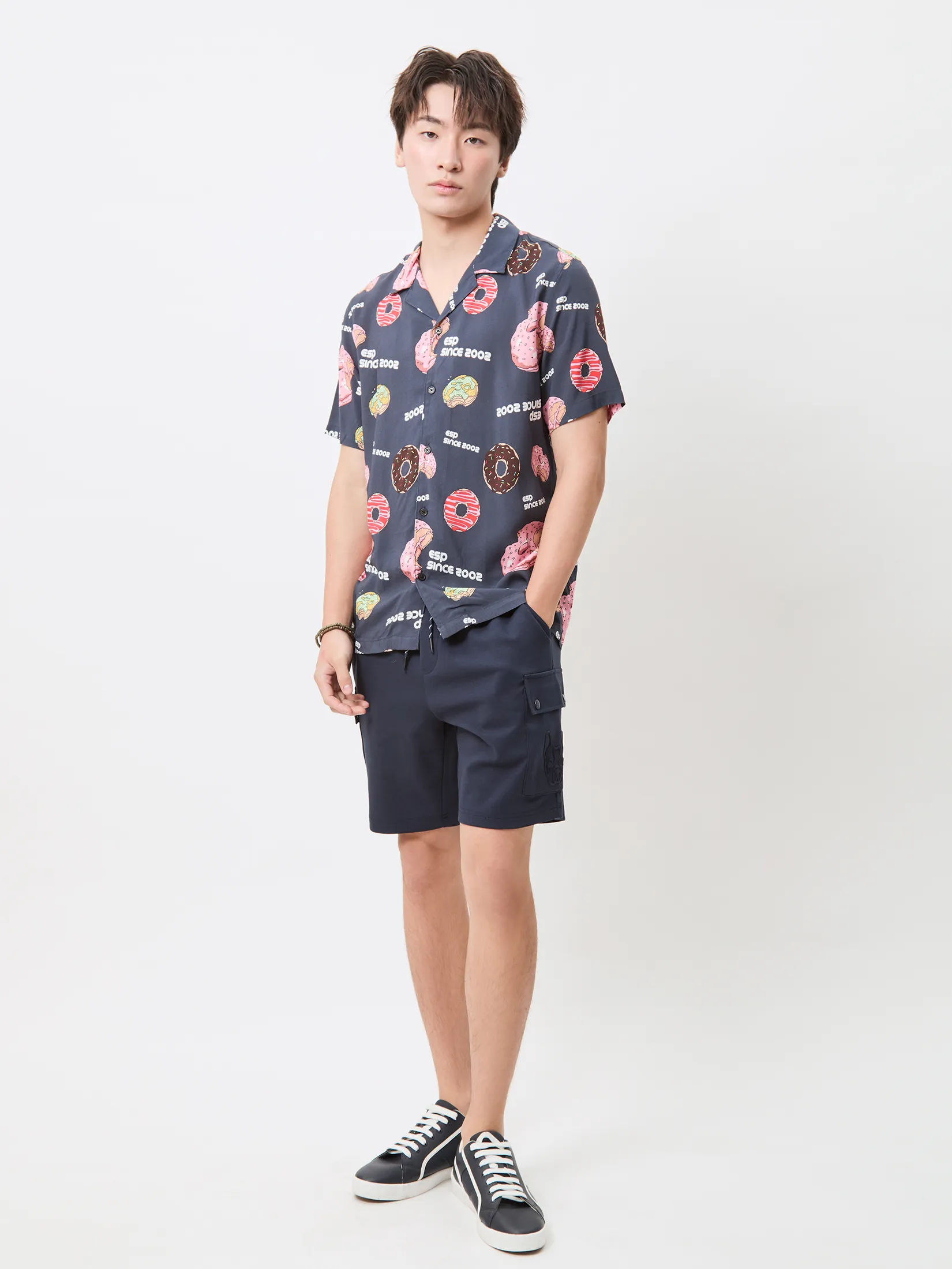 ESP Frenchie Hawii Shirt Man Navy Blue