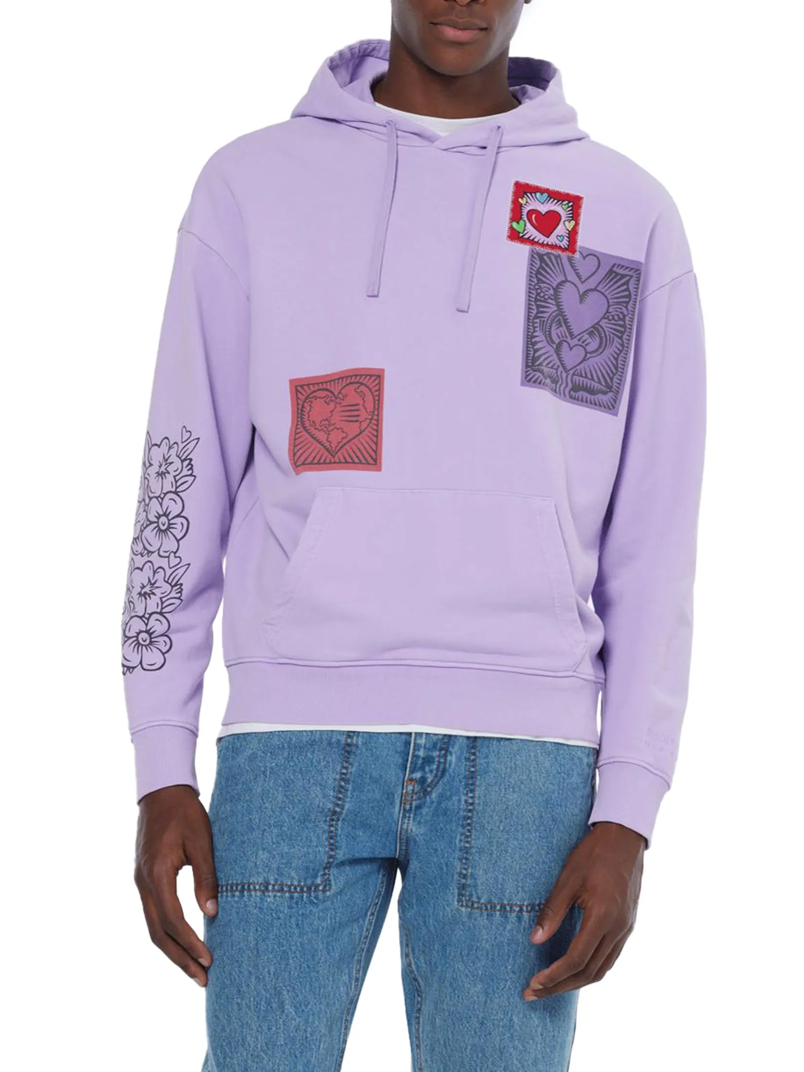SCOTCH&SODA Men Hoodie Scotch & Soda x Burton Morris Heart Printed Bright Lavender