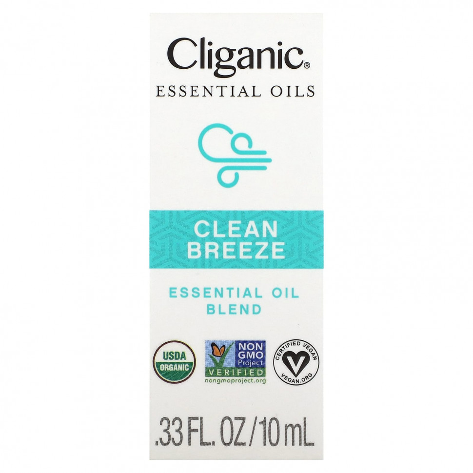 Cliganic, Смесь эфирных масел, Clean Breeze, 10 мл (0,33 унции)