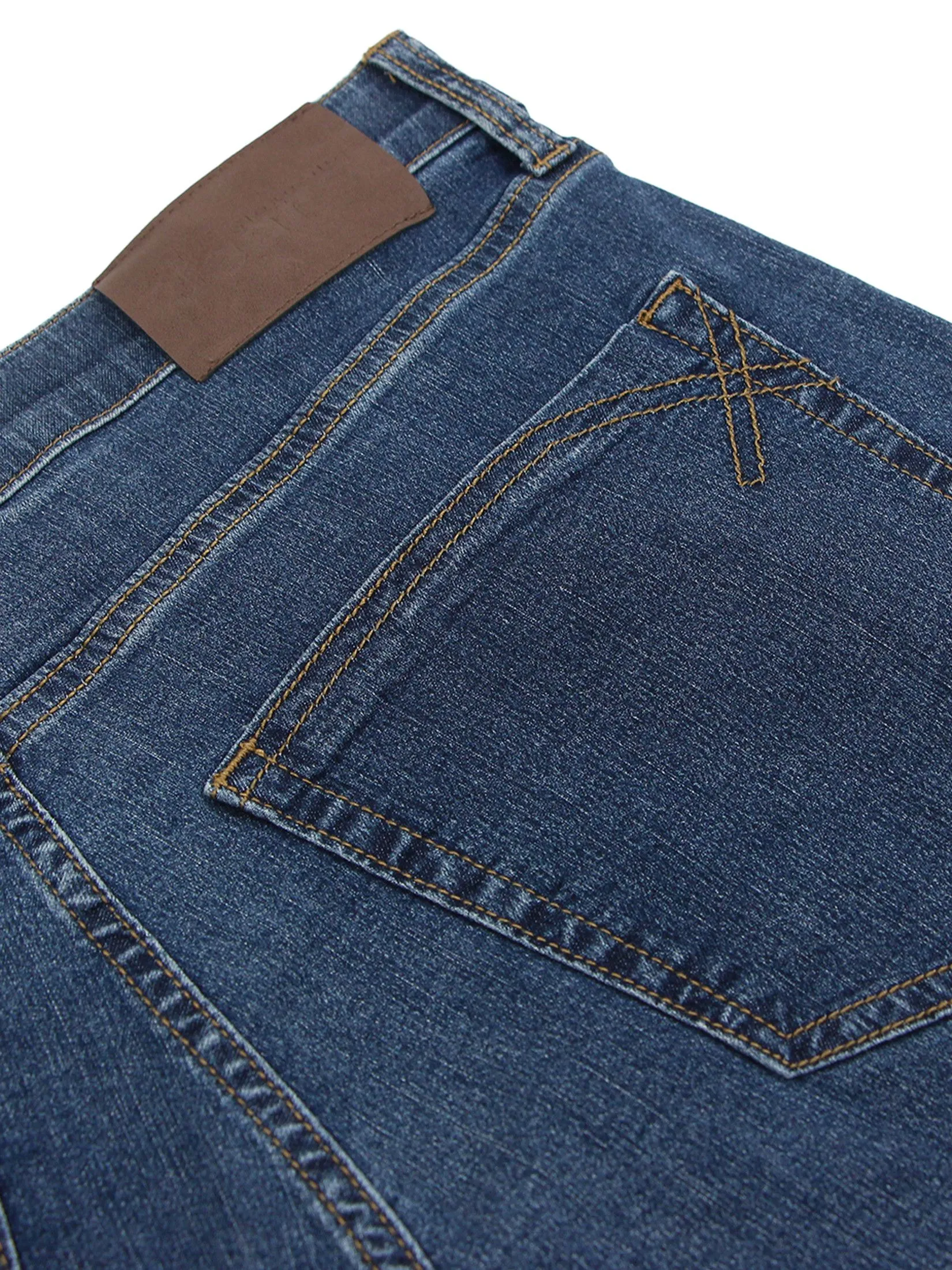 GIORDANO Men's Slim Stretch Denim Jeans (180° Elastic Waist) Med Indigo blue