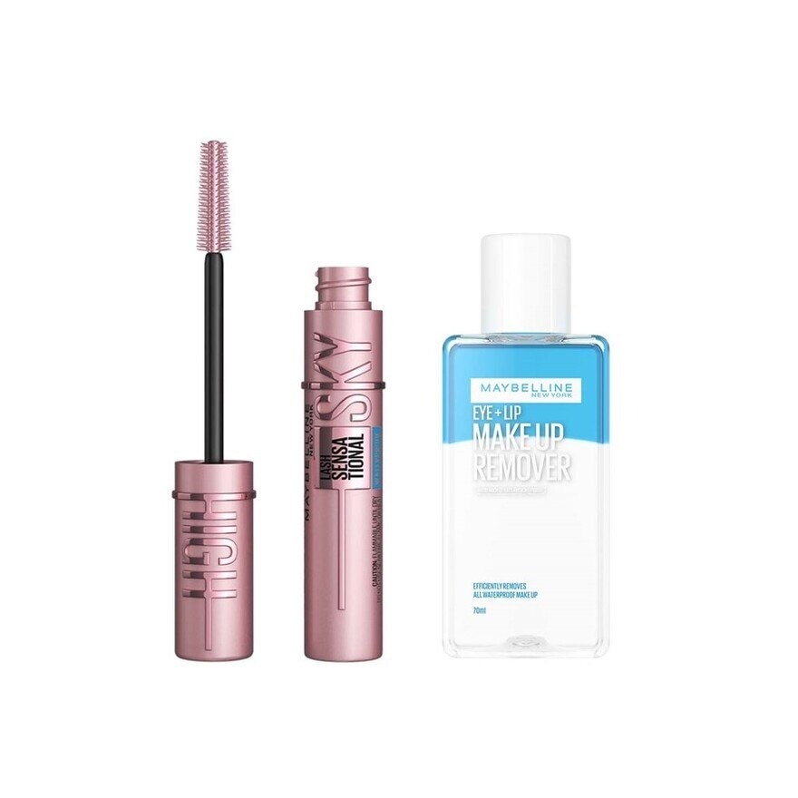 Maybelline Make Up Remover EyeLip 70ml+ SkyHigh Waterproof Mascara7.2ml Black