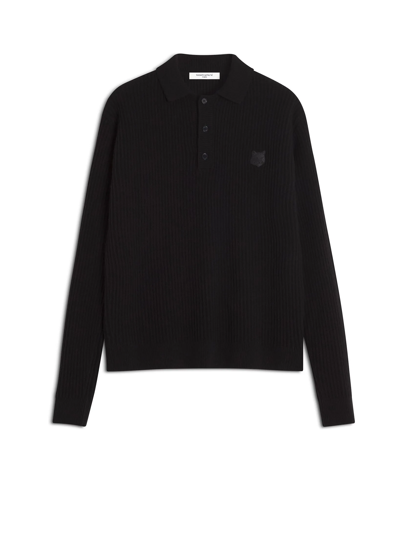 MAISON KITSUNÉ Men Polo Jumper Fox Head Wool Ribbed