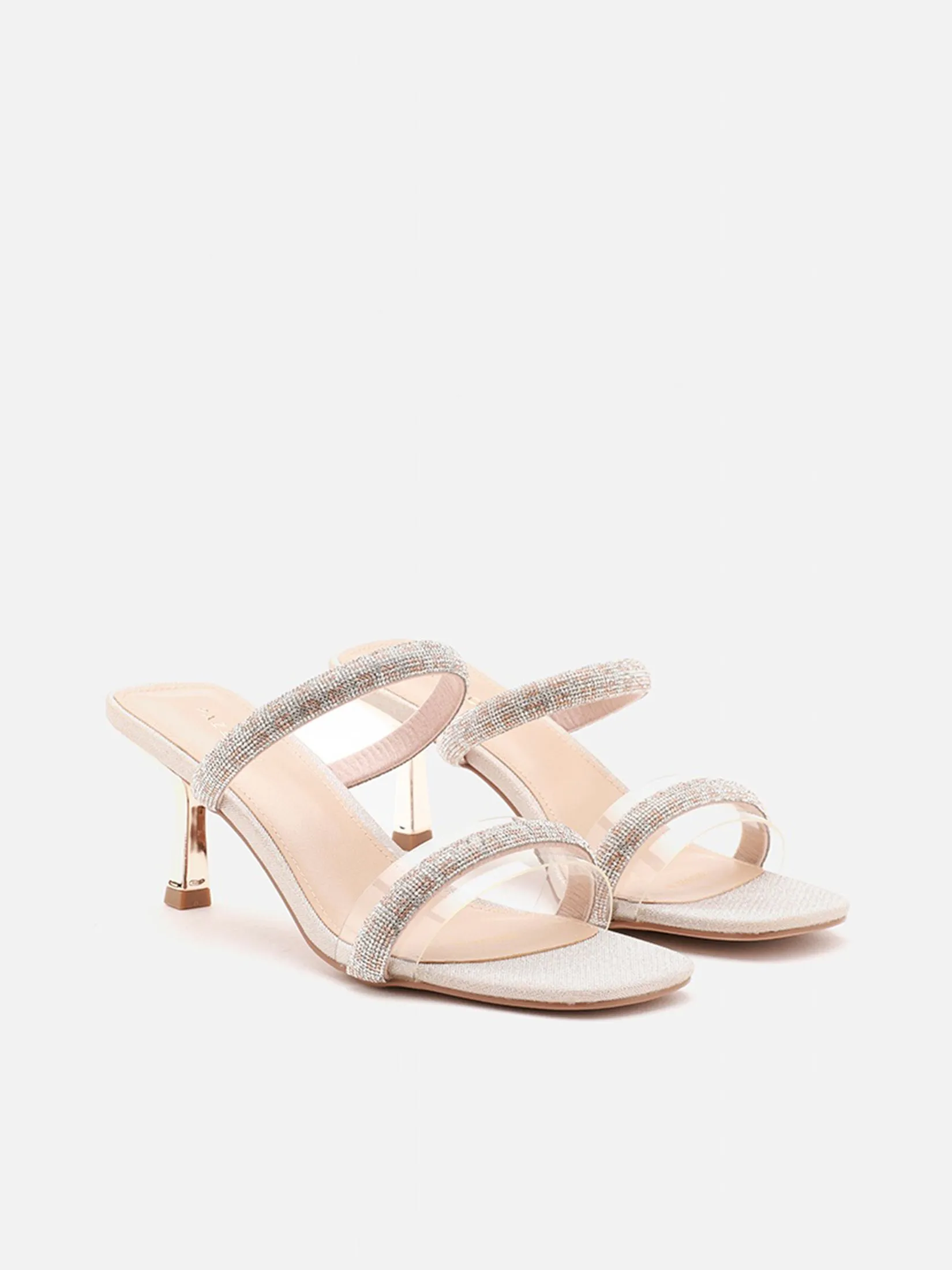 PAZZION Women Heeled Sandals Sybil Crystal Embellished