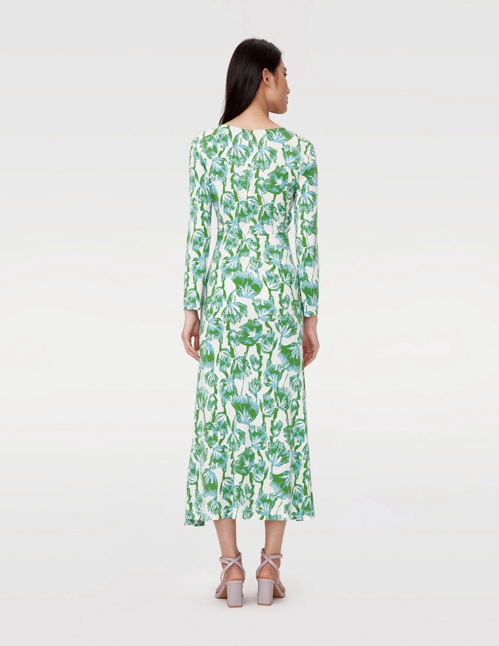DIANE VON FURSTENBERG DVF TIMMY DRESS SEA TREES MED