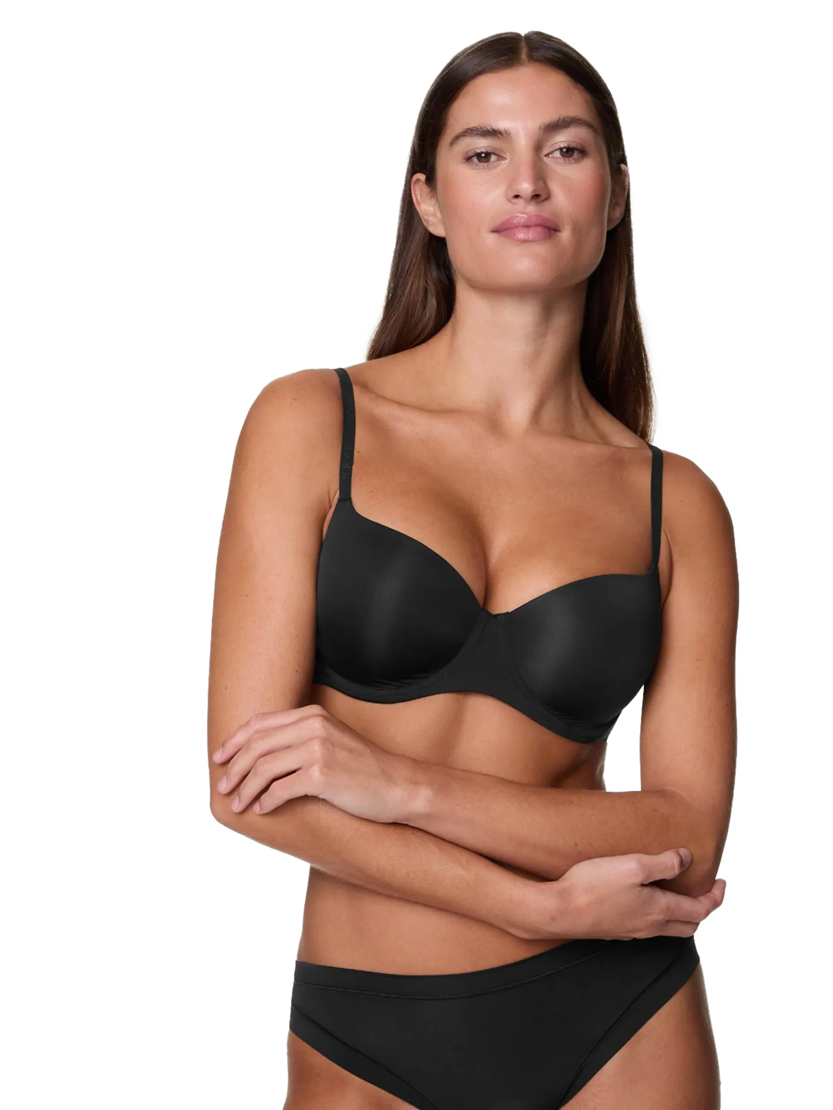 MARKS & SPENCER Women T-Shirt Bra Flexifit Wired Balcony Black
