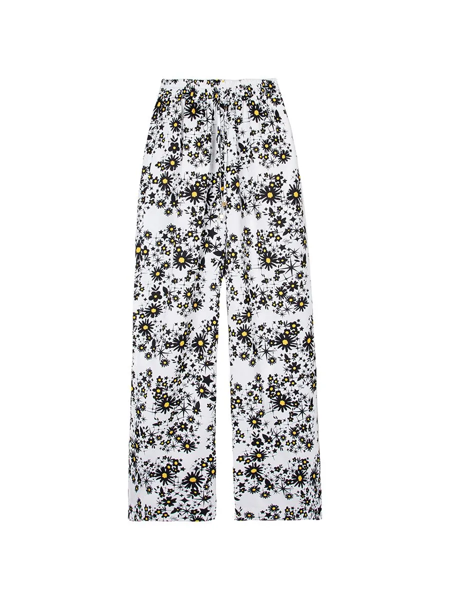 KLOSET (PF24) Women Daisy Print Pants White