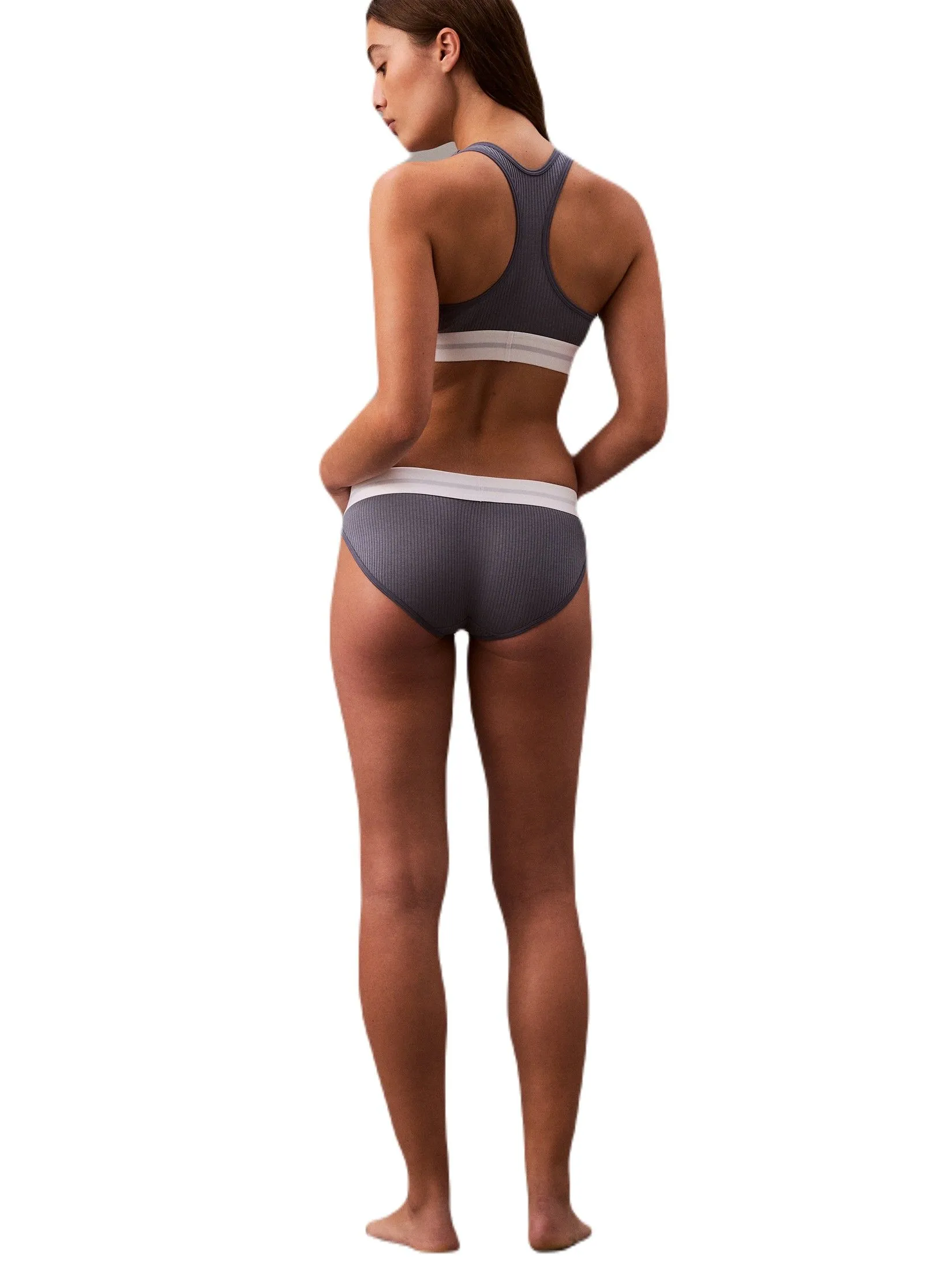 CALVIN KLEIN Women's Cotton Modal Stretch Rib Bikini Navy Blue