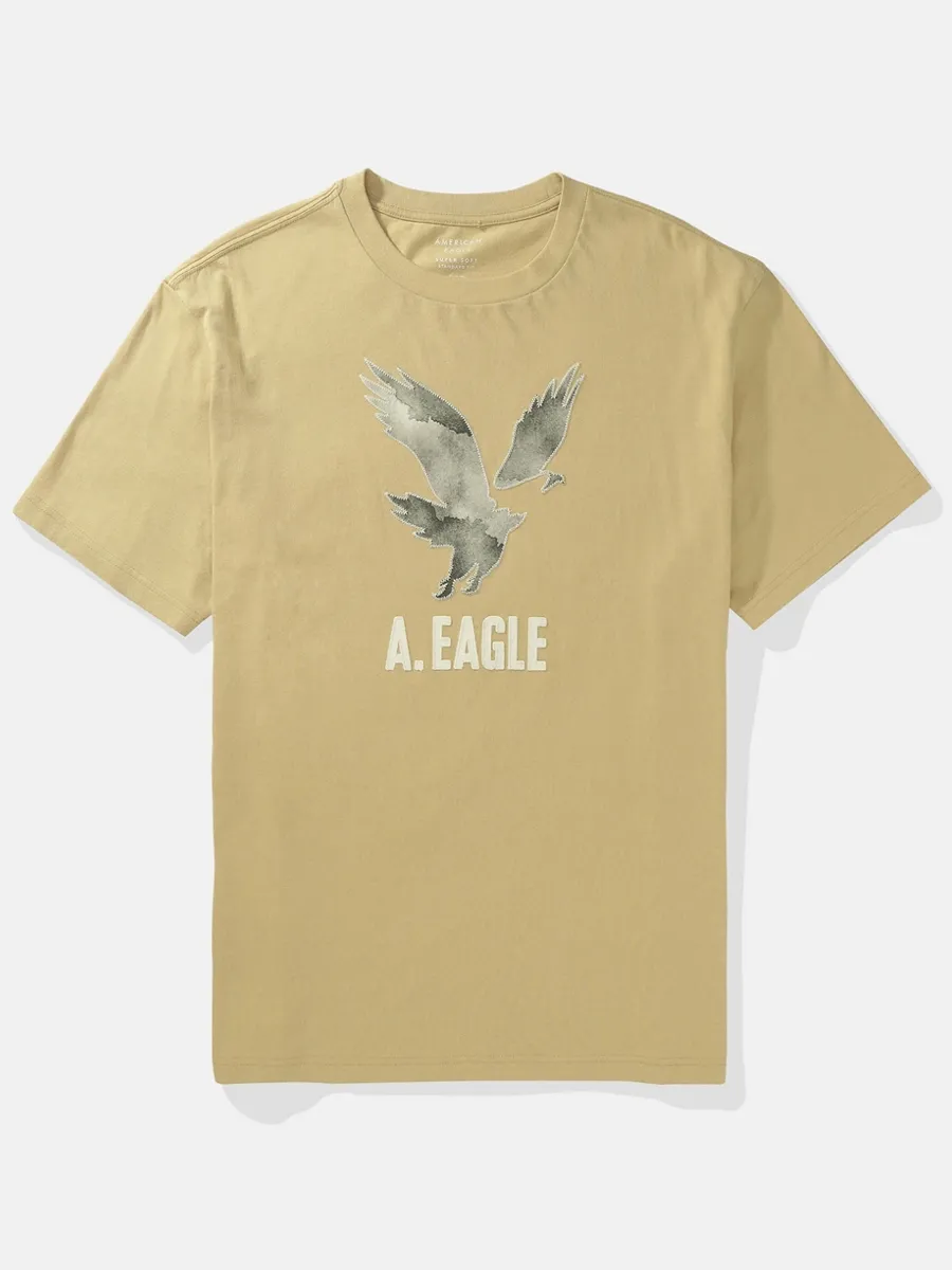 AMERICAN EAGLE MEN G SS INTL ELEVATED SET IN TEE- PC DYE + SERIOUSLY SOFT WASH 212 KHAKI