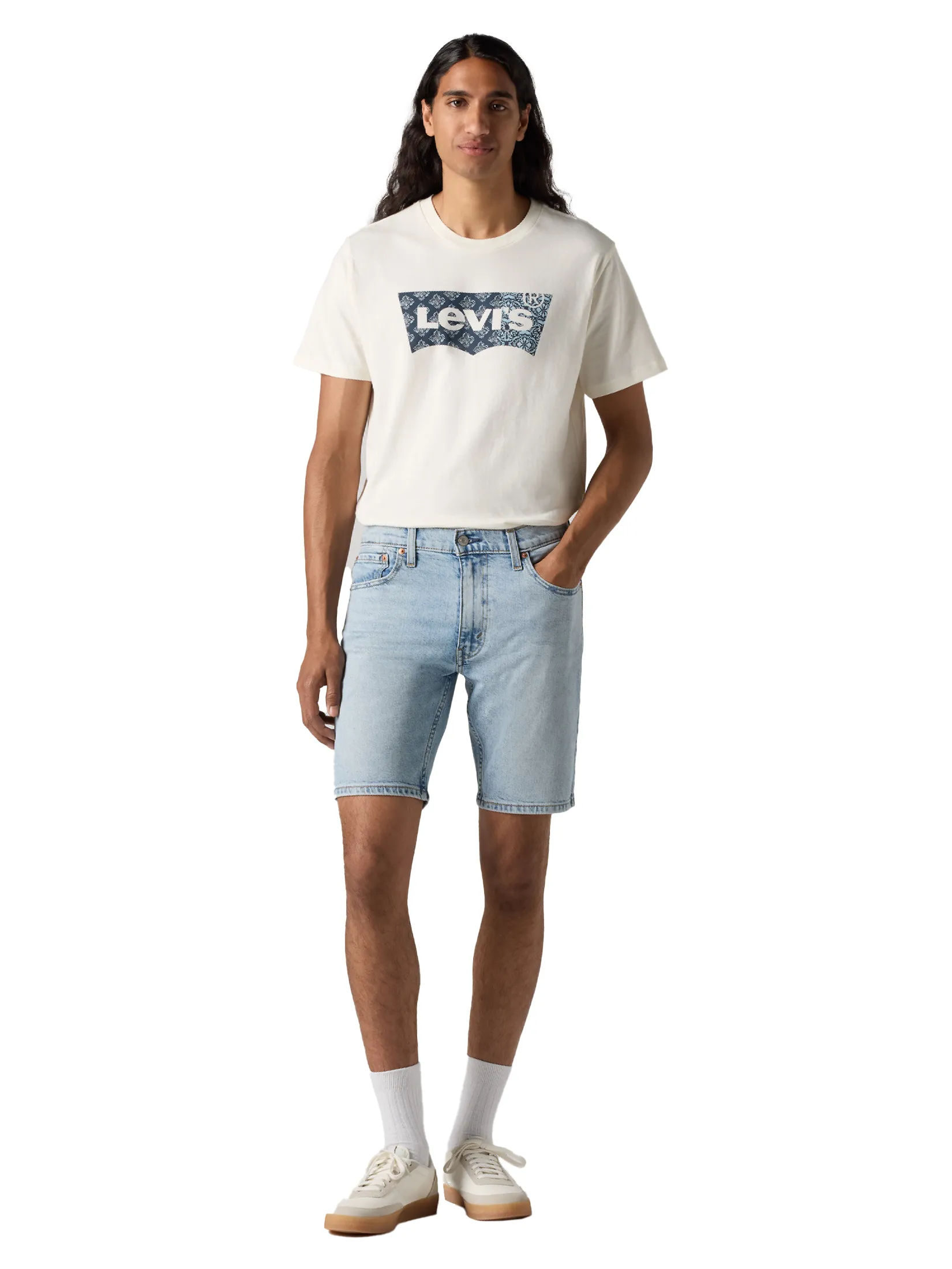 LEVI'S Men s 412 Slim Shorts Light Blue Size - 34 In