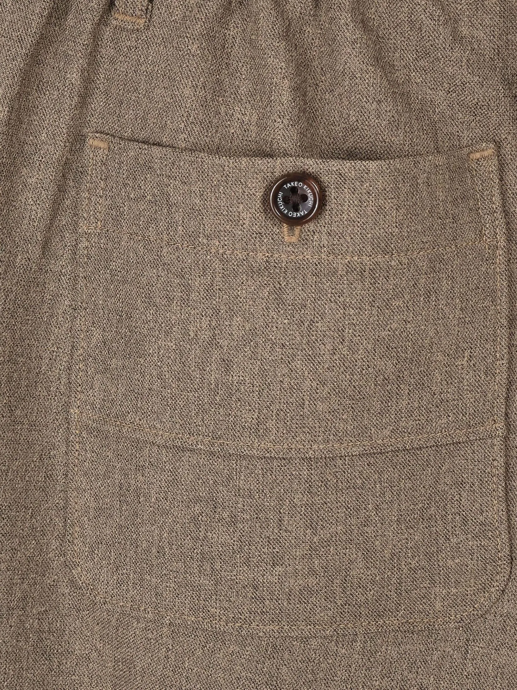 TAKEO KIKUCHI MEN BROWN DRY TWEED-LIKE EASY PANTS