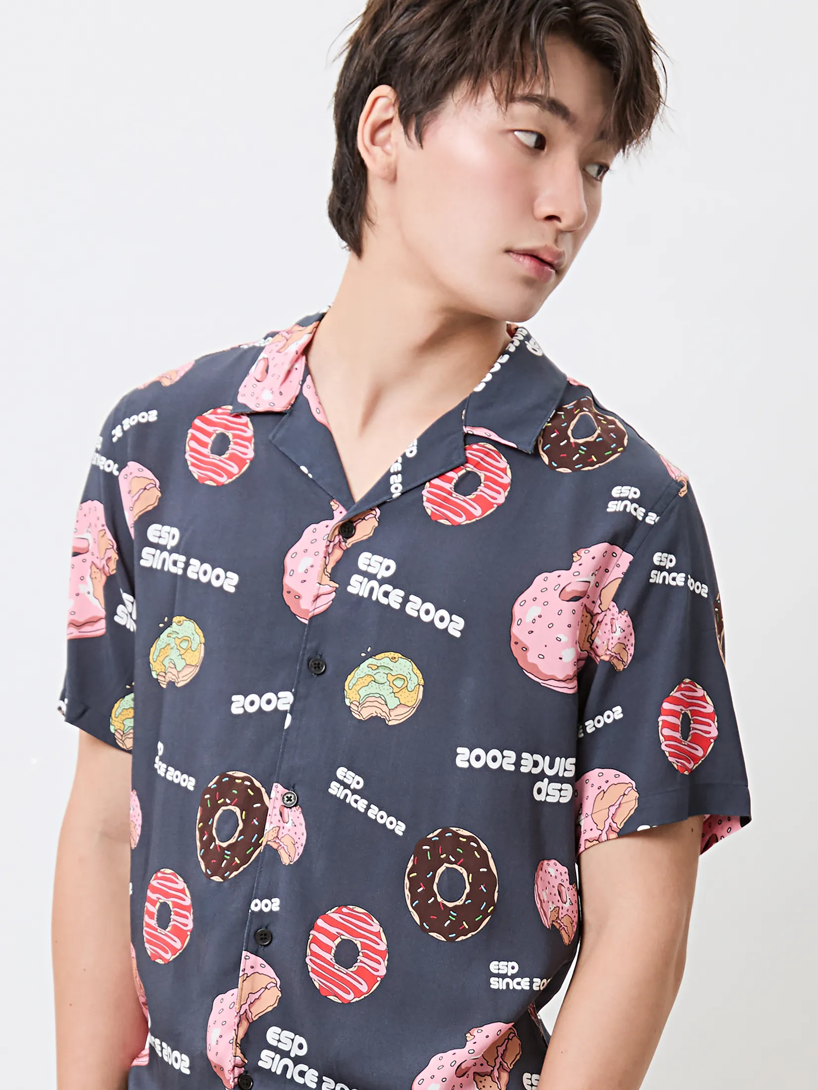 ESP Frenchie Hawii Shirt Man Navy Blue