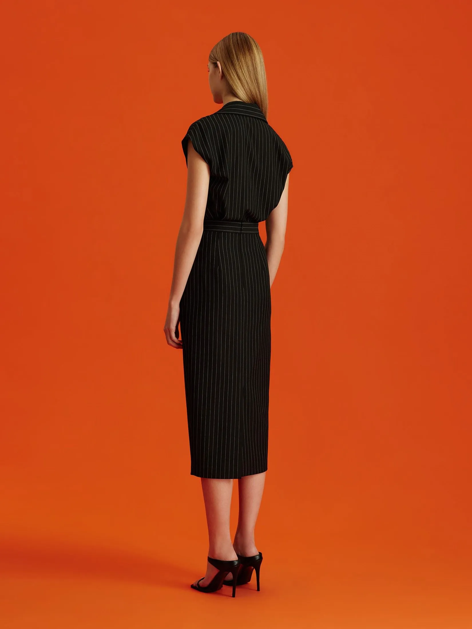 ASAVA (AW24) Pinstriped Women Midi Skirt Black