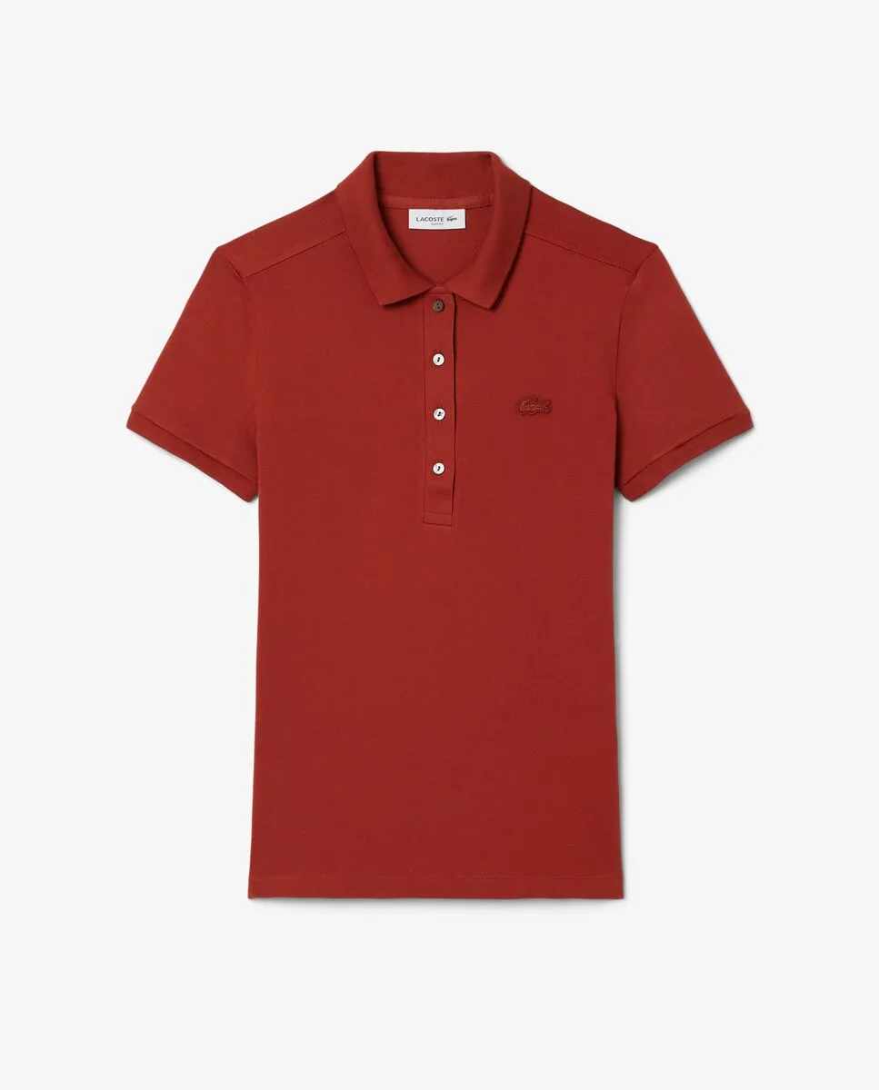 LACOSTE L.12.D Slim Fit Stretch Mini Piqu  Polo Shirt Brown