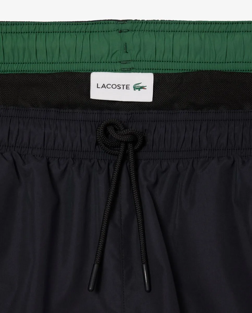 LACOSTE Mid Length Monochrome Swim Trunks Black