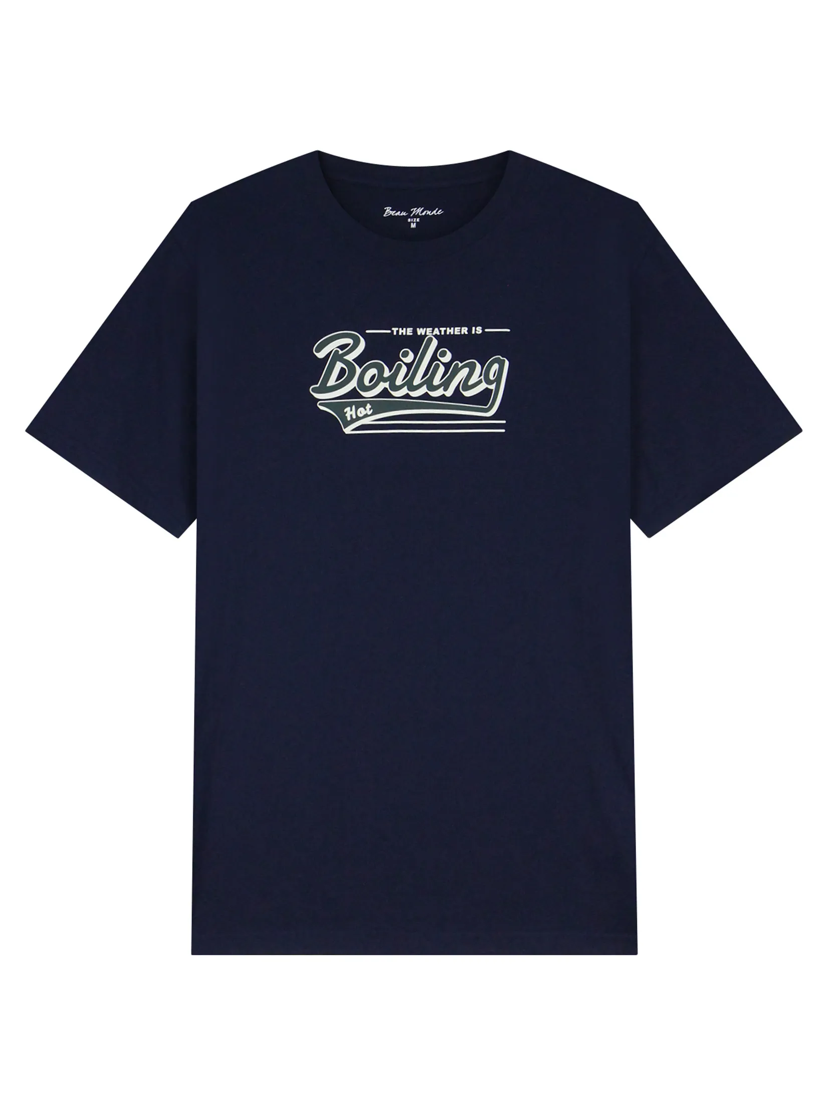 GIORDANO Men s  Online Exclusive Message Jersey Printed T-Shirt Navy Blue