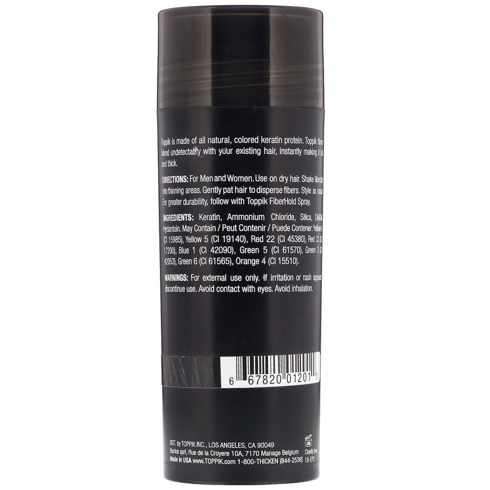 Toppik, Hair Building Fibers, загуститель для волос, оттенок черный, 27,5 г (0,97 унции)