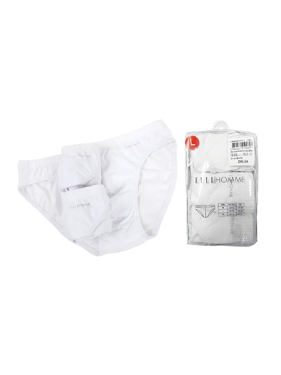 ELLE HOMME White Men's underwear pack of 3 cotton 100% KUB9999WH