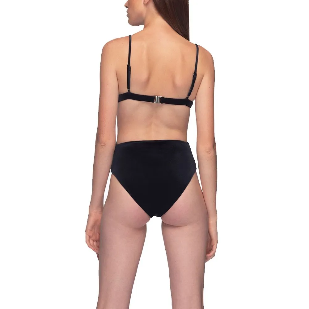 ANGELYS BALEK Black Wrap Plunge Side Cutout Women Swimsuit