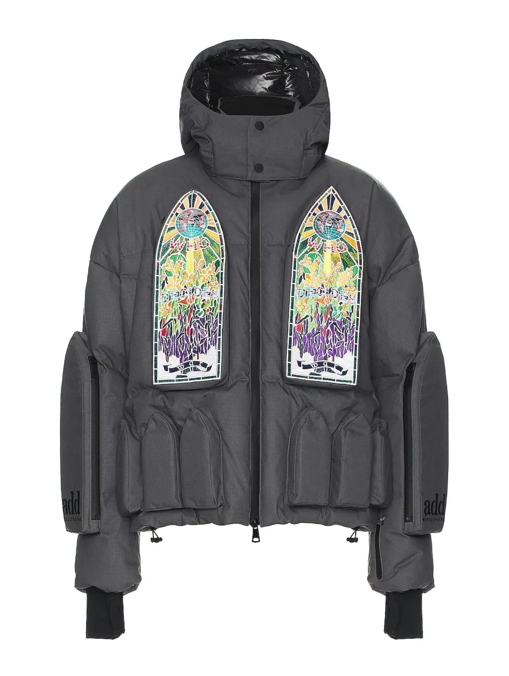WDW X ADD DOWN BOMBER WITH DETACHABLE HOOD IN GREY