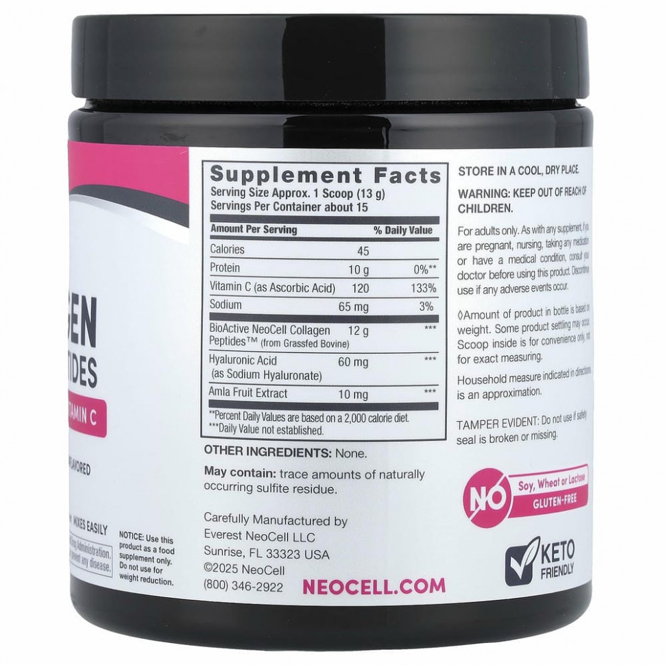 Neocell, Super Collagen Plus, коллаген с витамином C и гиалуроновой кислотой, 195 г (6,9 унции)