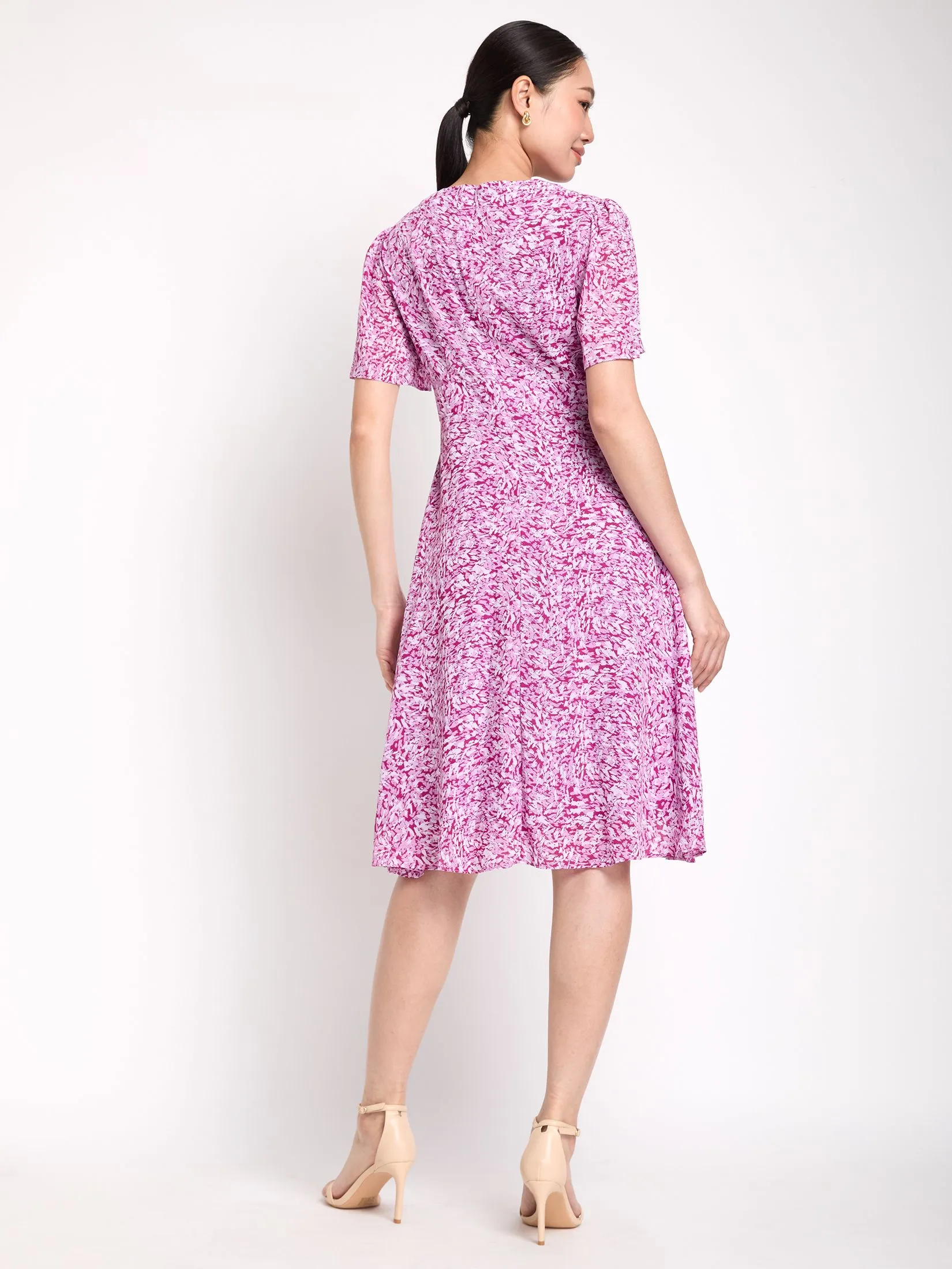 EXPRESSIONS Women Dress Short Sleeves With Front Bow