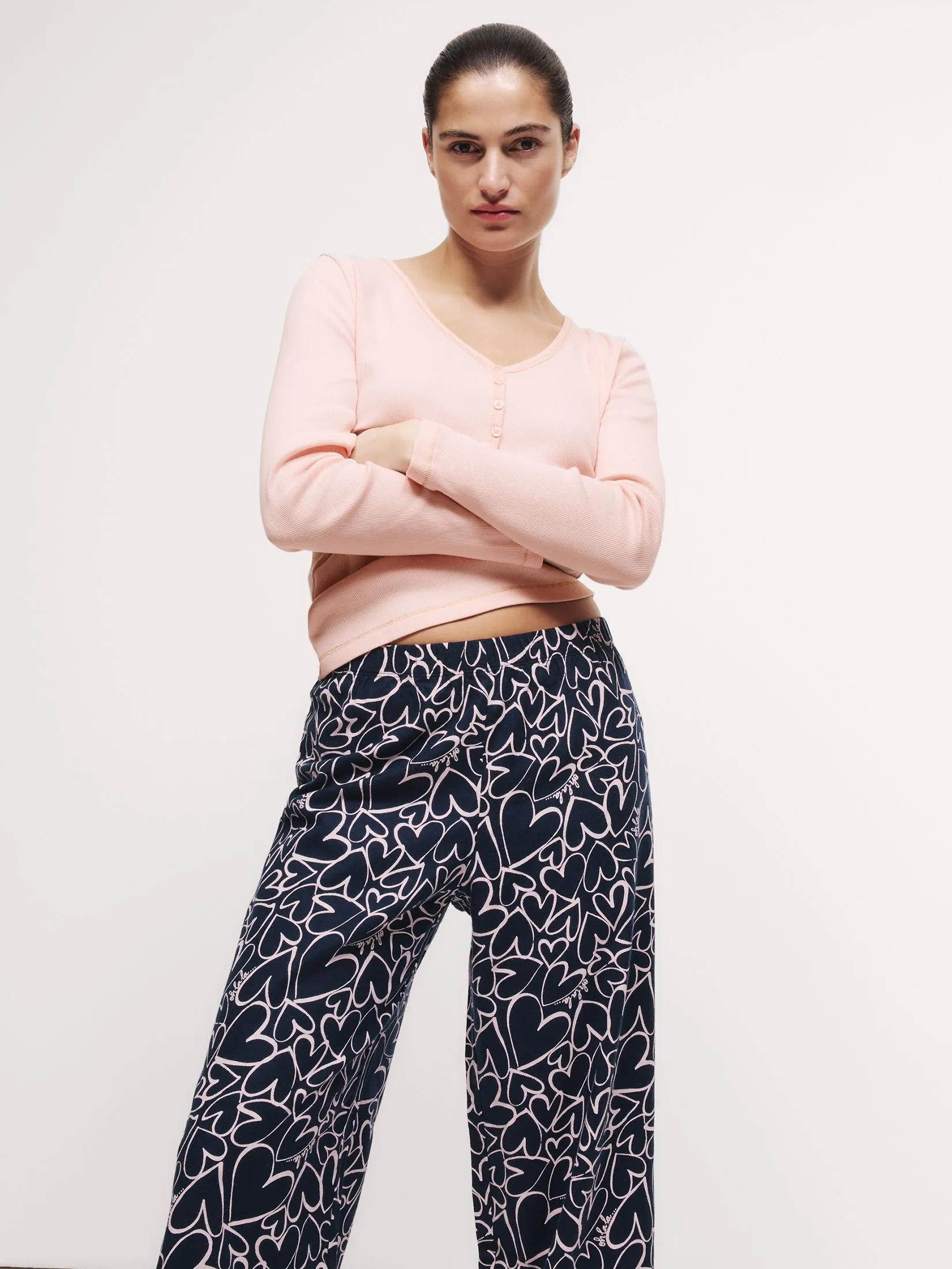 MARKS & SPENCER Women Pyjama Set Pure Cotton Printed Almond