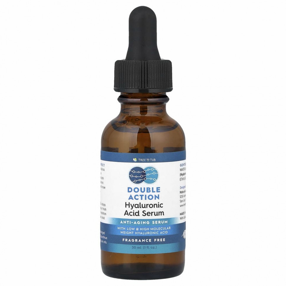 Tree To Tub, Глубоко увлажняющая сыворотка с двойной гиалуроновой кислотой для чувствительной кожи, 30 мл (1 жидк. Унция)