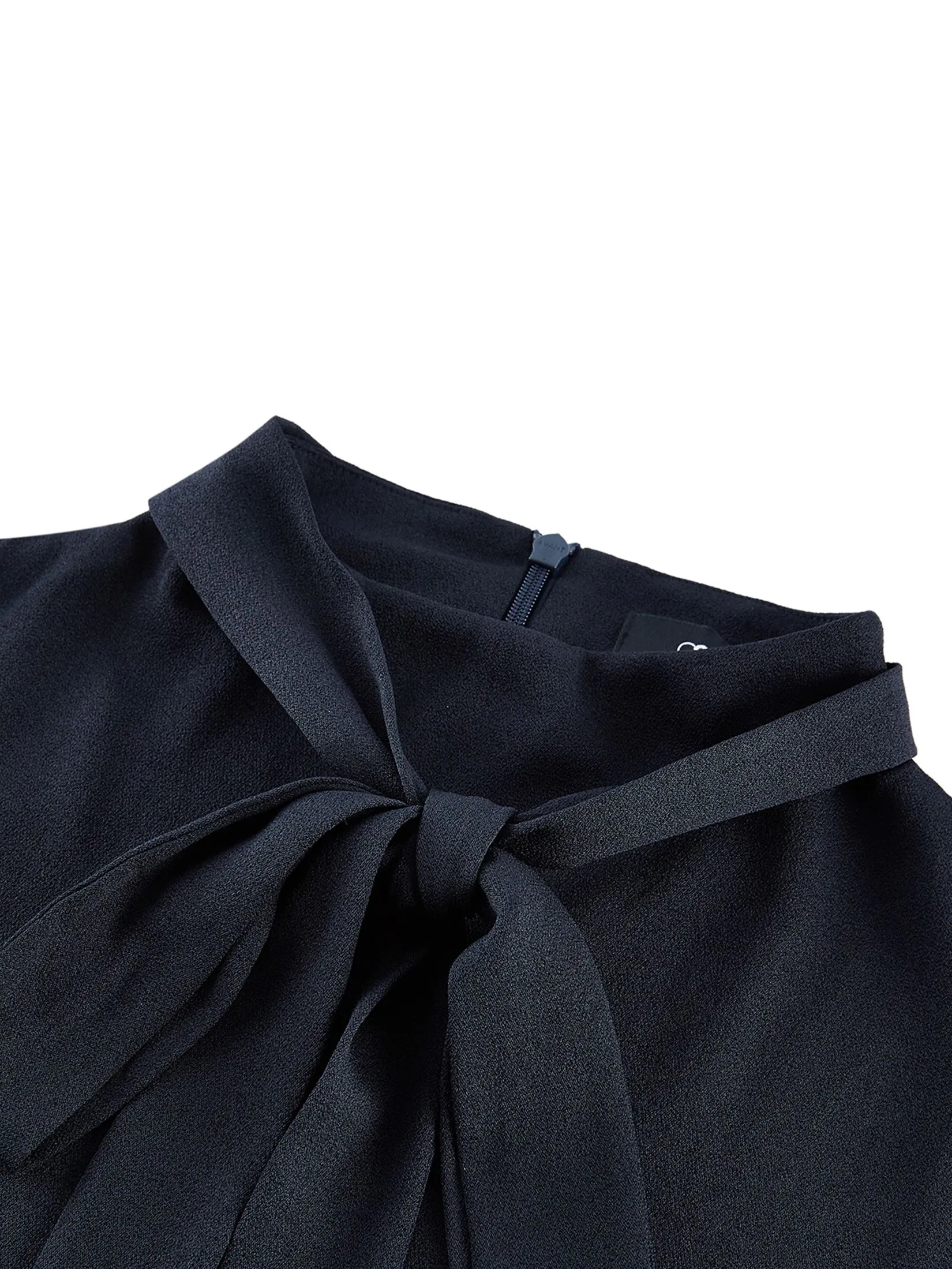 G2000 Women Clothing Crepe Colour Block Layered Sleeveless  Stand Collar Tie Blouse Regular Fit - Navy