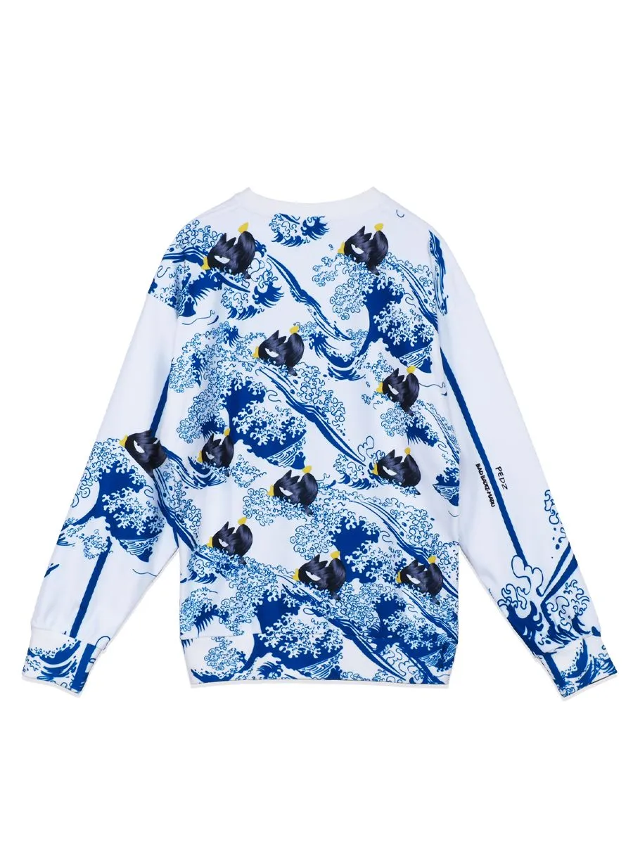 PEDZ WHITE  THE GREAT WAVE SWEATSHIRT