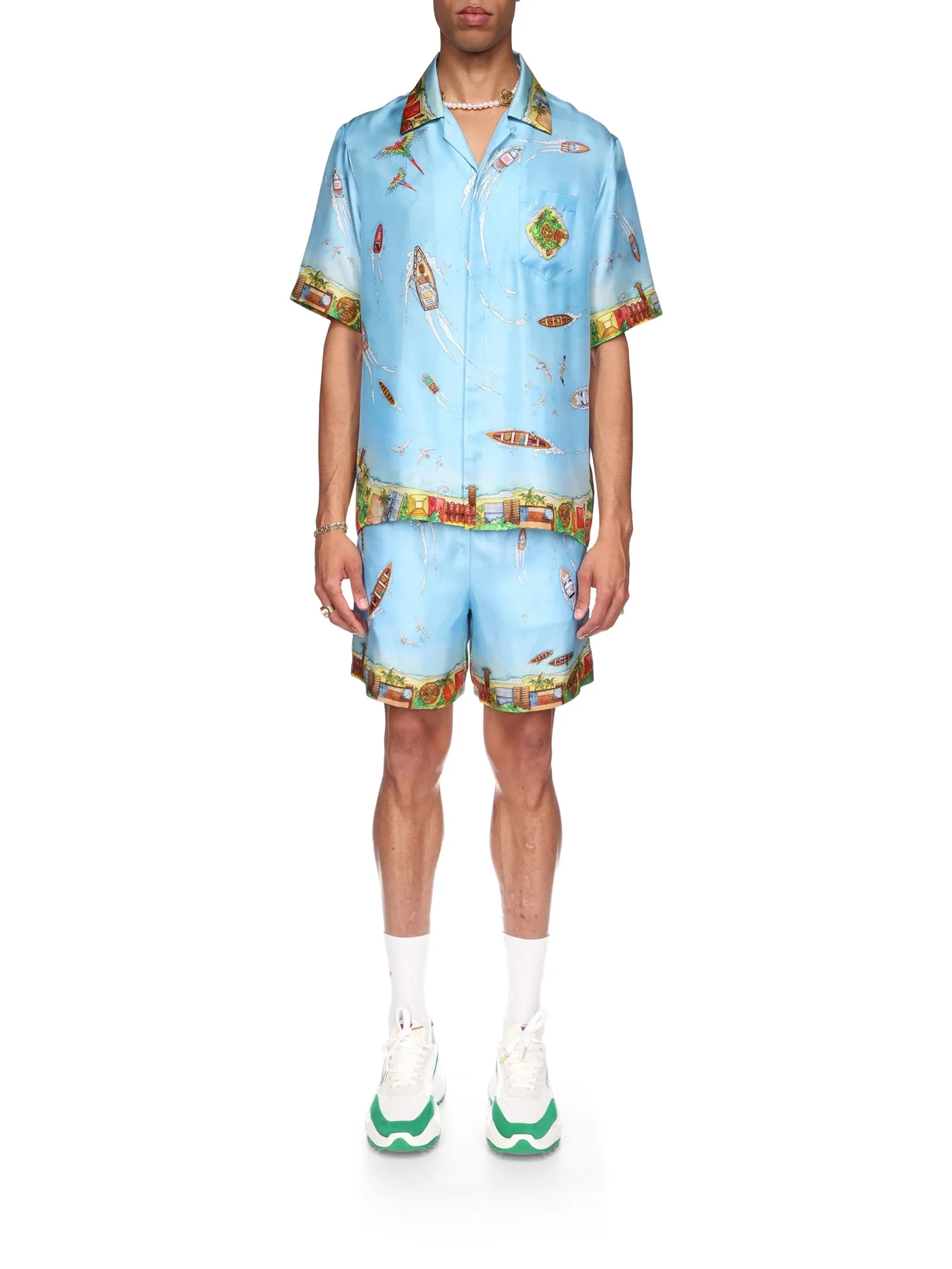 CASABLANCA CUBAN COLLAR SHORT SLEEVE SHIRT IN MAISON SUR PILOTI