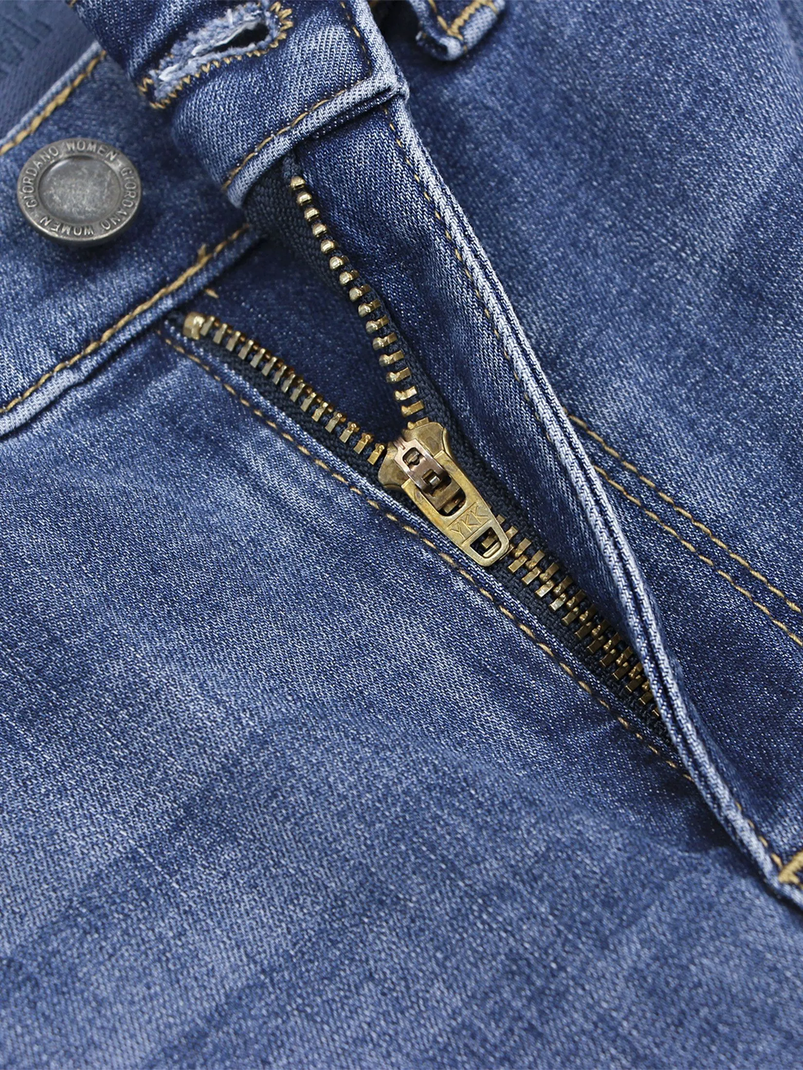 GIORDANO Women's Ultra Stretch Denim Jeans (180° Waistband) Med Indigo Denim blue