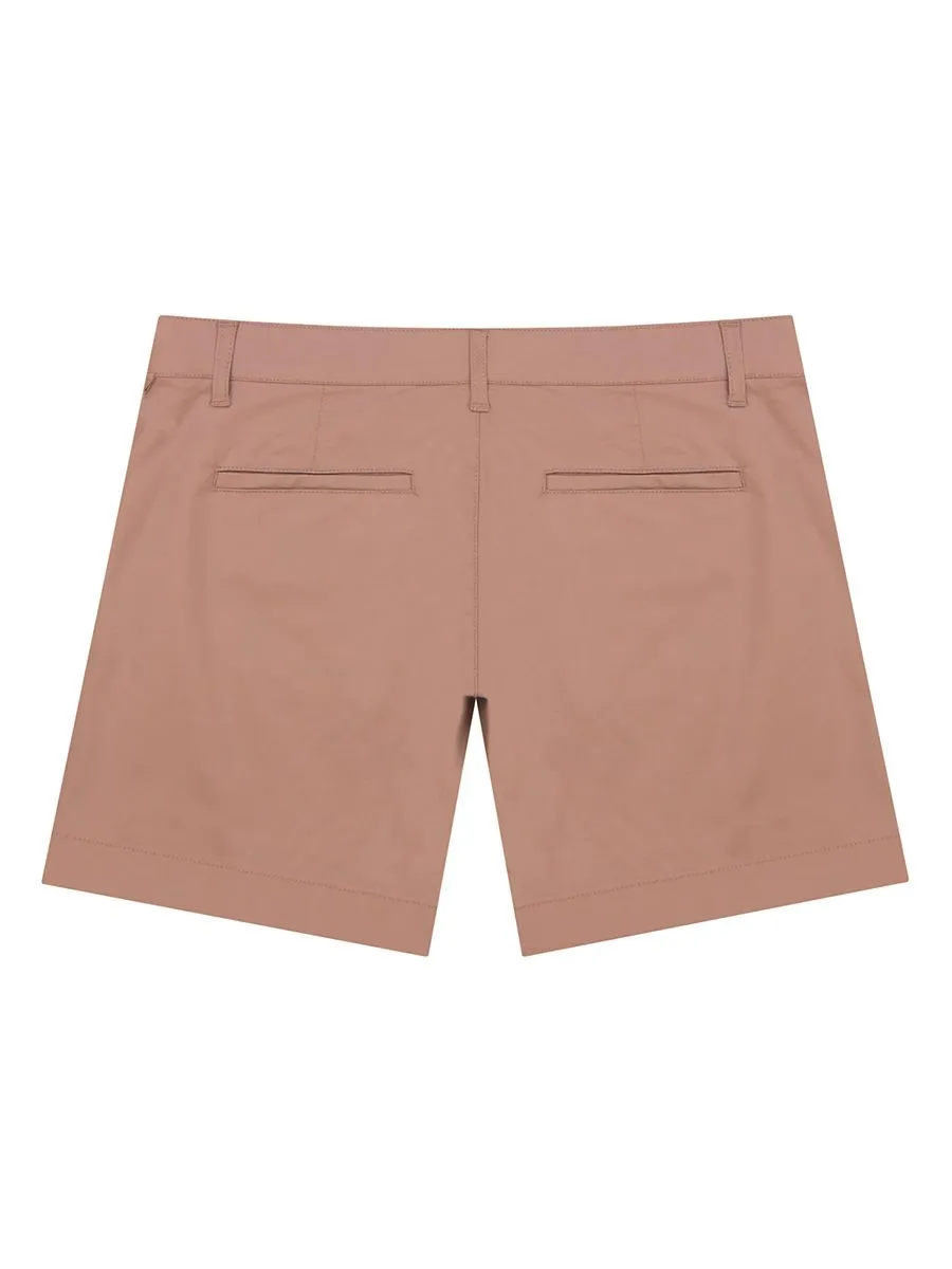 GIORDANO Women's Twill Mid-Rise Slim Fit Pocket Shorts (180 Elastic Waistband)  Camel [Brown]