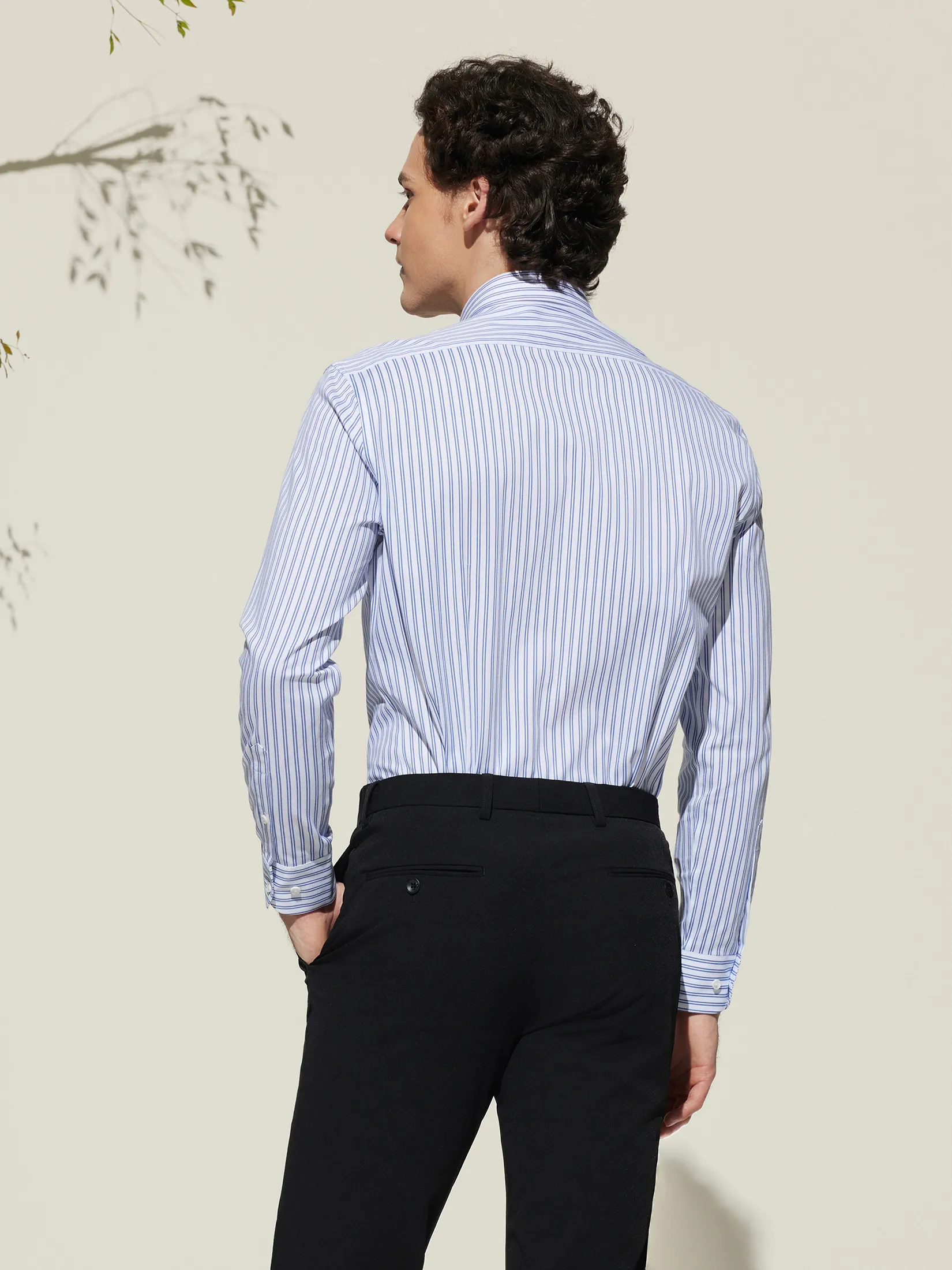 G2000 Men Clothing Non-Iron Cotton Blend Short Stripe Shirt  Smart Fit - Blue