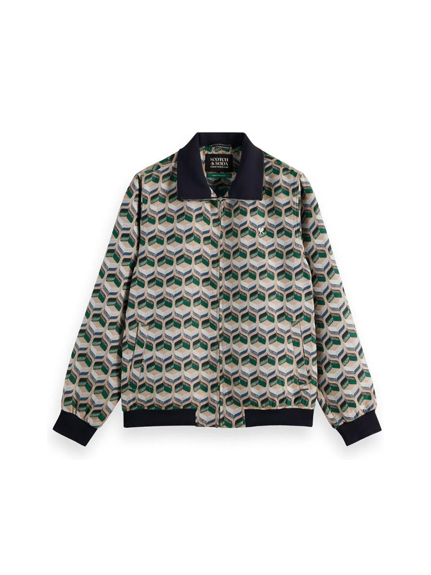 SCOTCH&SODA Men Jacket Jacquard Tracksuit Retro Shape Beige AOP