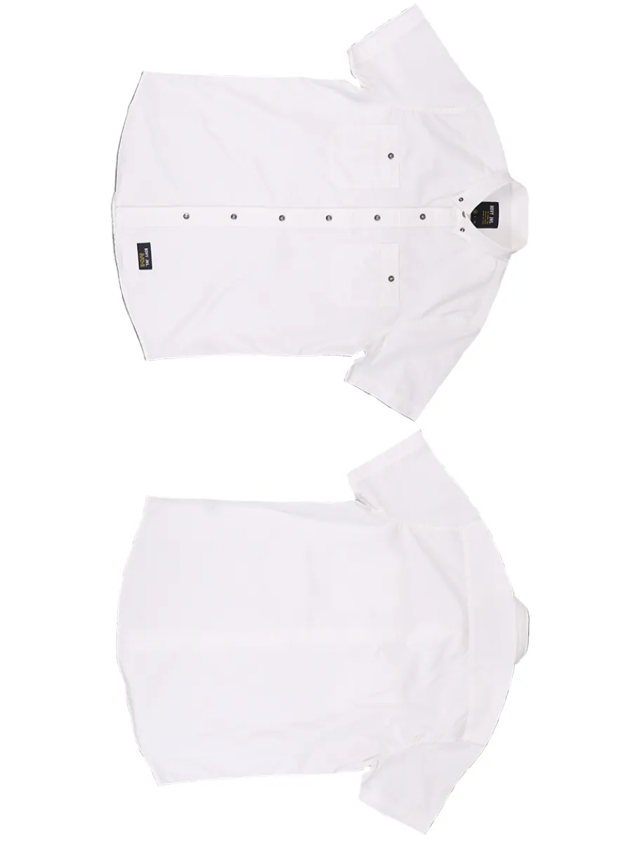 BOVY Men Shirt Short Sleeves Cotton Twill White