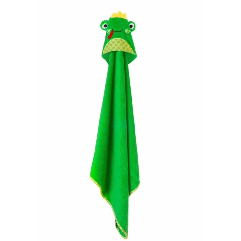 ZOOCCHINI Green Baby Snow Terry Hooded Bath Towel - Flippy the Frog