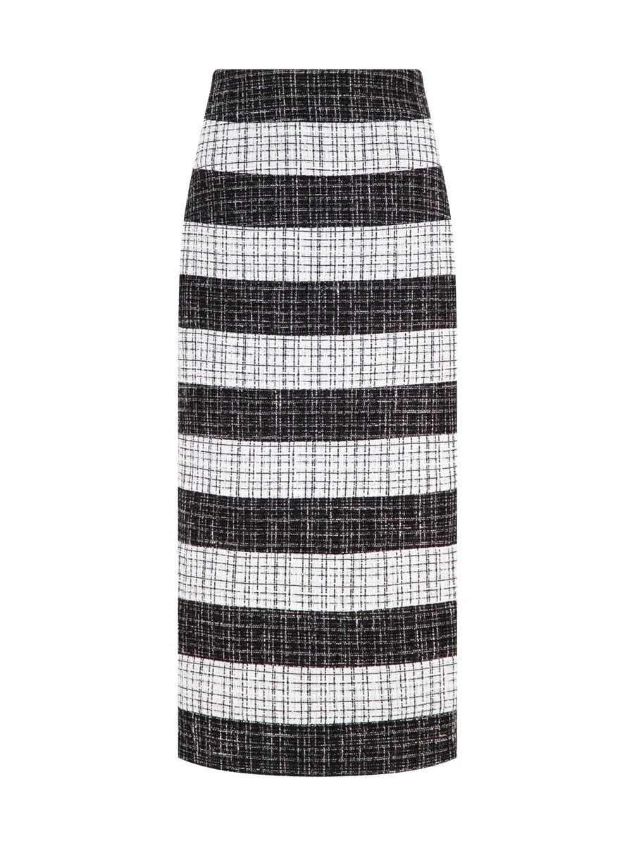 ASAVA (AW23) Seraphina Women Tweed Midi Skirt White-Black