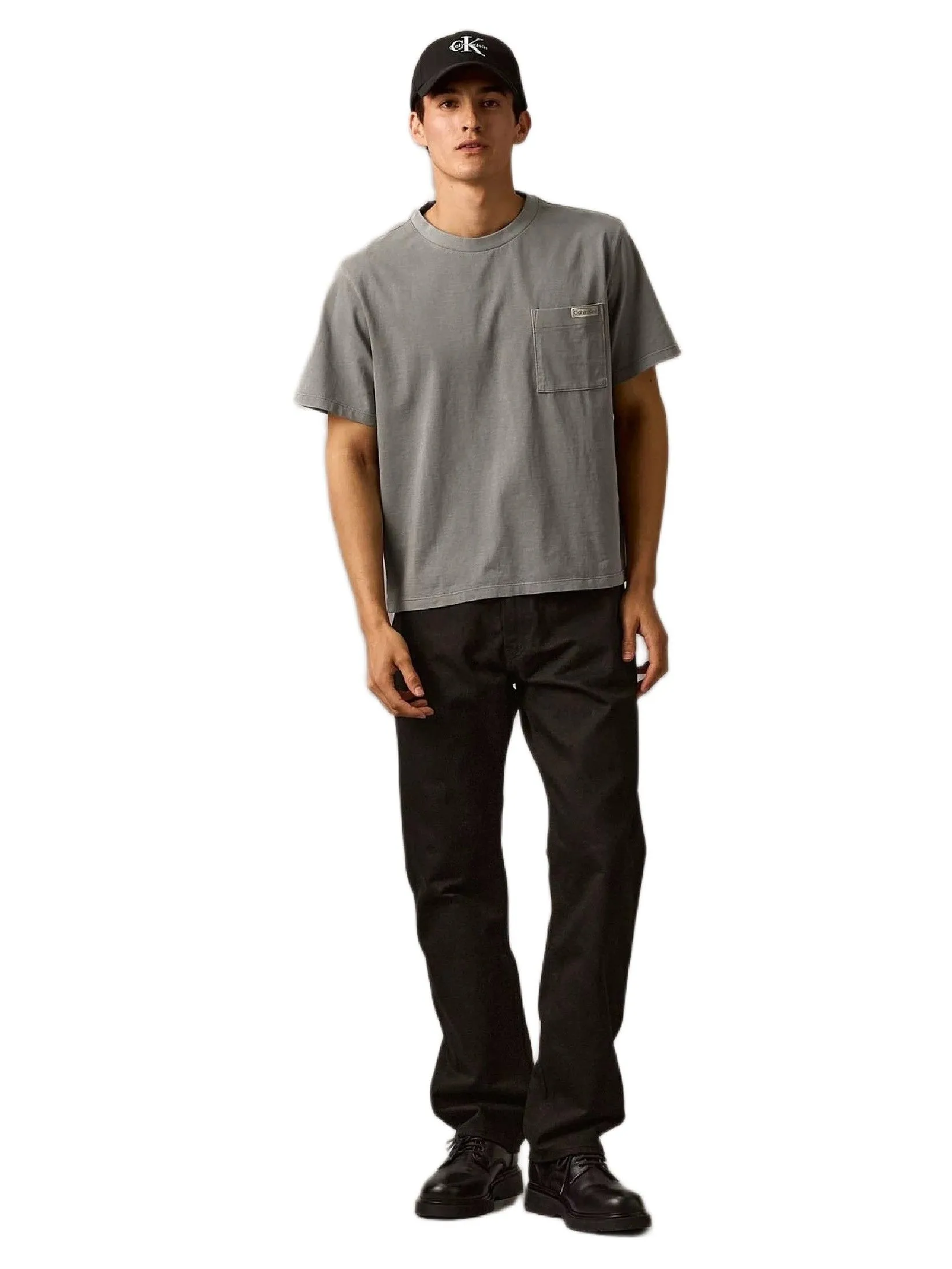 CALVIN KLEIN Men's Cropped Easy Tee Deep Gray