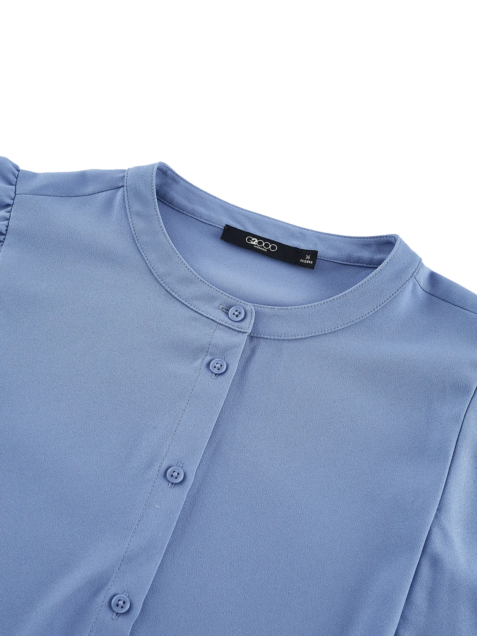 G2000 Women Clothing Stand Collar Blouse Regular Fit - Blue