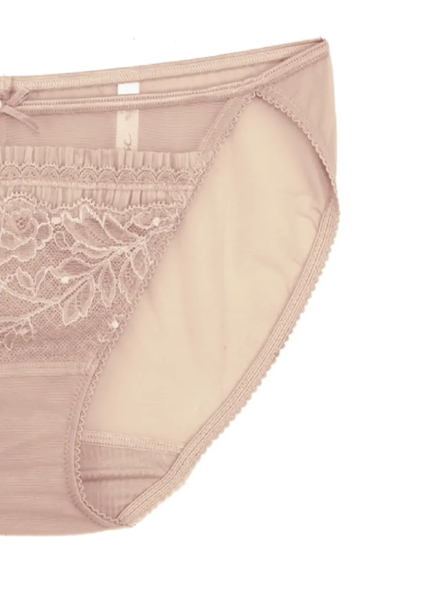 BSC LINGERIE Women Bikini style see-through lace BU1114 BEIGE