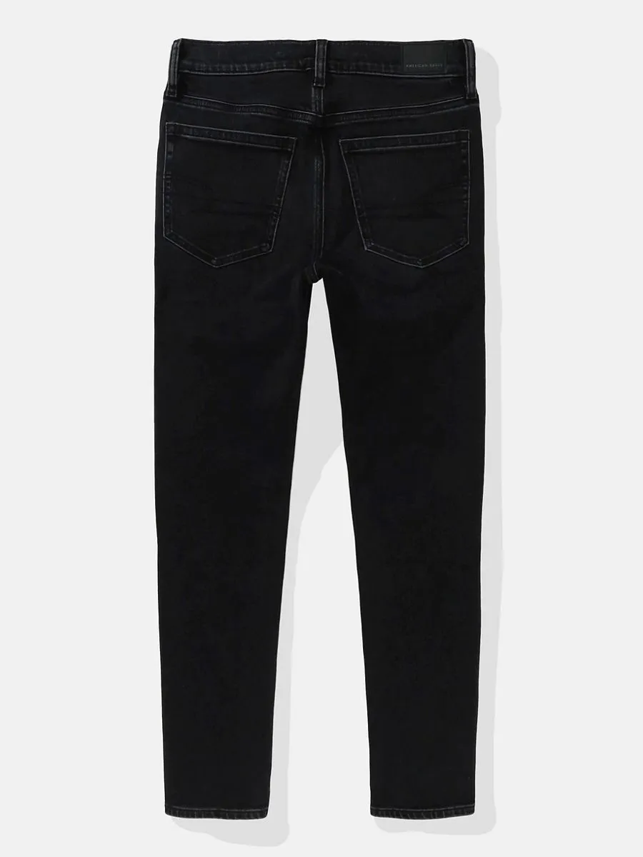 AMERICAN EAGLE WOMEN SUPER HIGH-RISE ANKLE STRAIGHT JEANS - INTL VPP 081 BLACK WASH