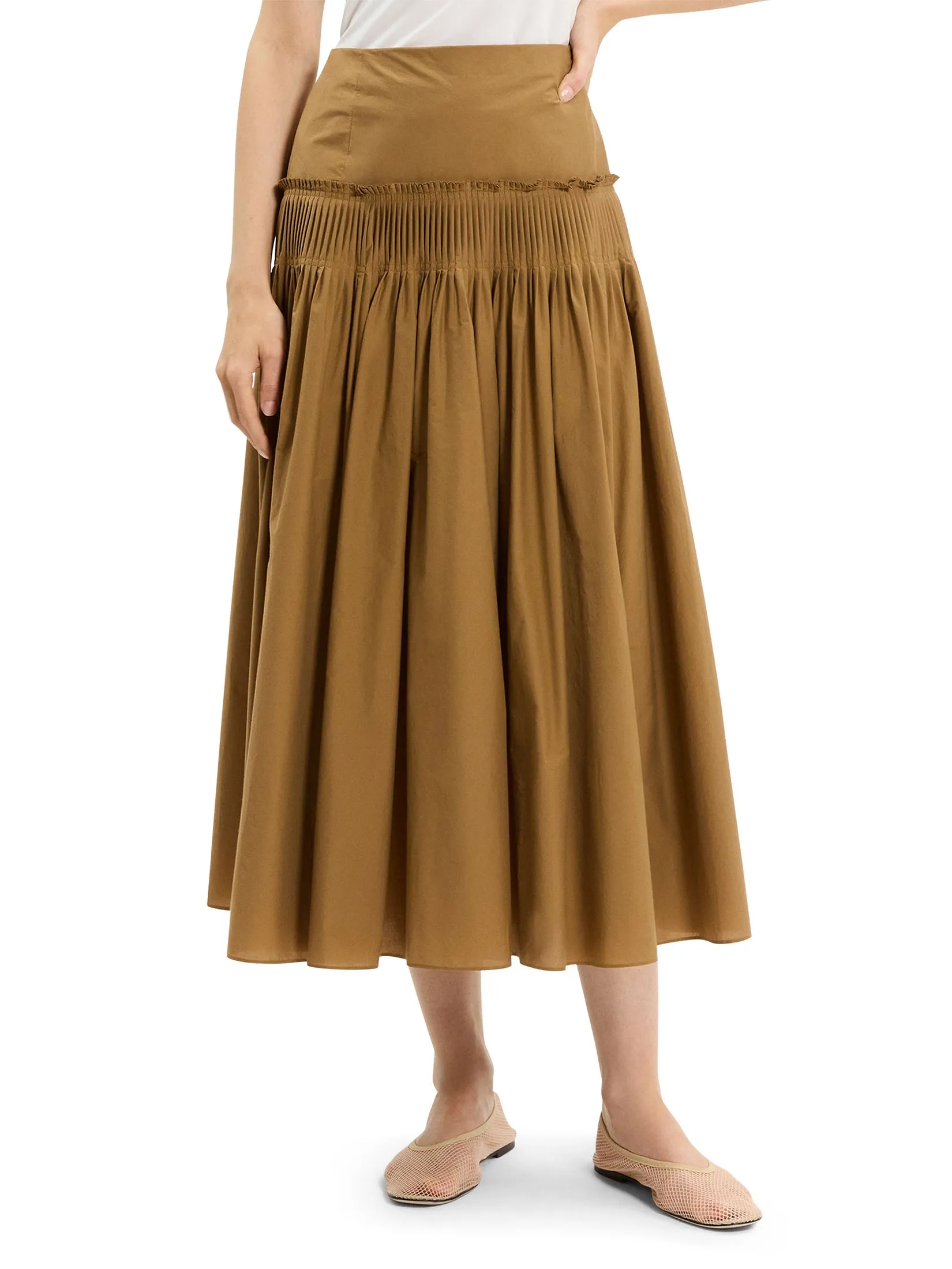 THEORY Women Maxi Skirt in Cotton-Blend Accordion