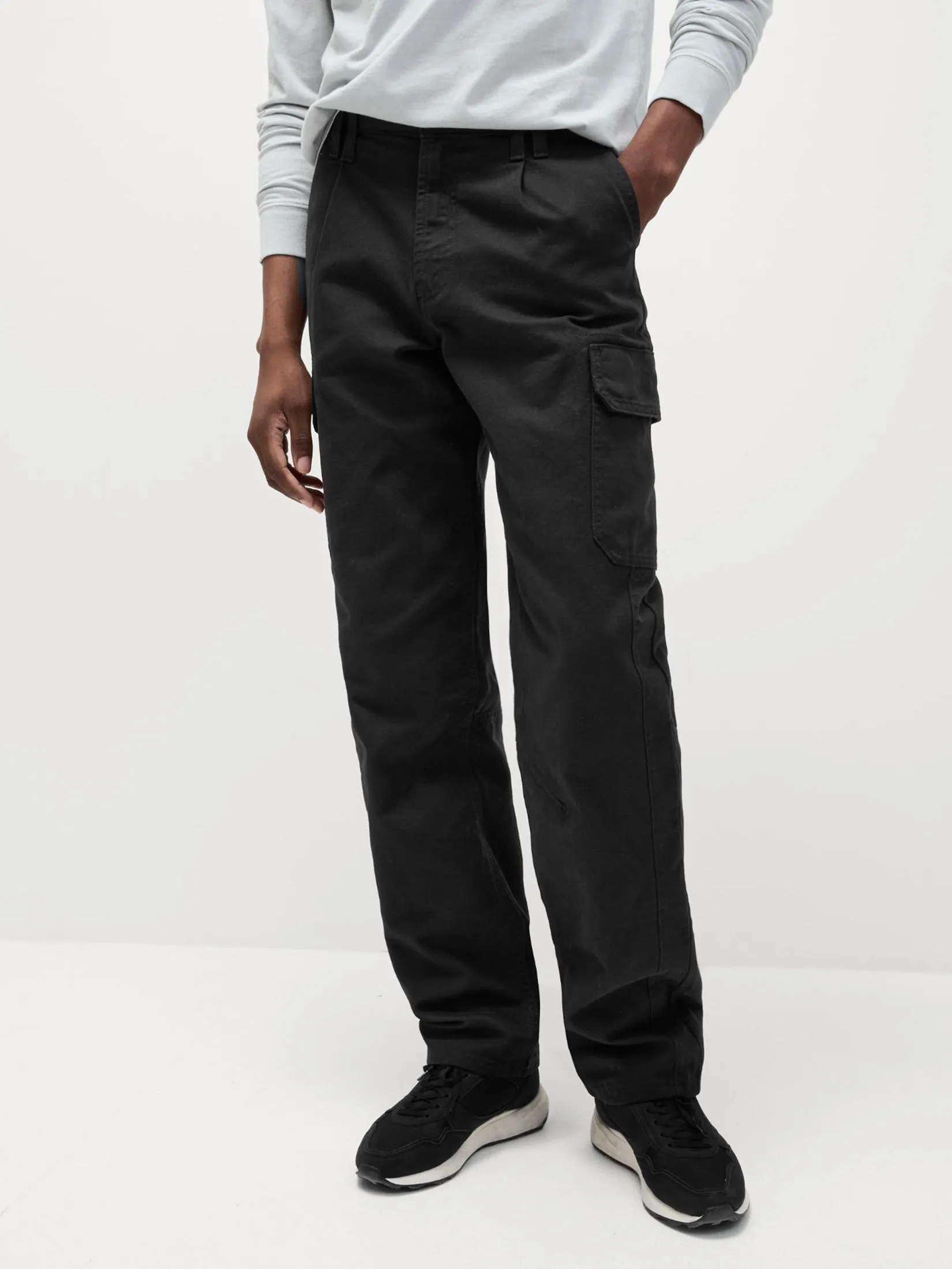 MARKS & SPENCER Men Cargo Trousers Loose Fit Pure Cotton Textured