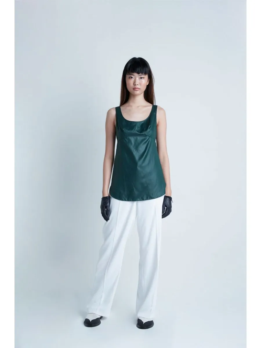 SENADA WOMEN DEEP GREEN SLEEVELESS BLOUSE