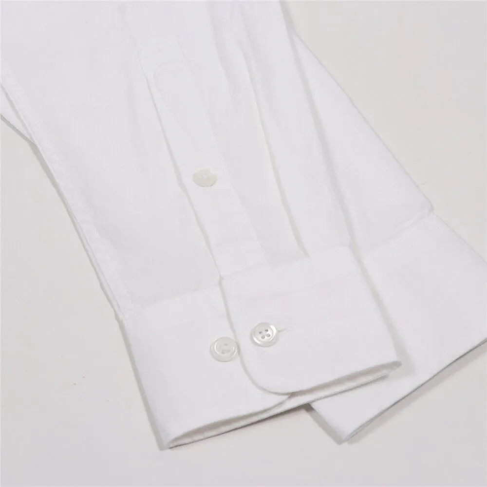 GIORDANO White Men's Stretch Long Sleeve Slim Button Front Shirt