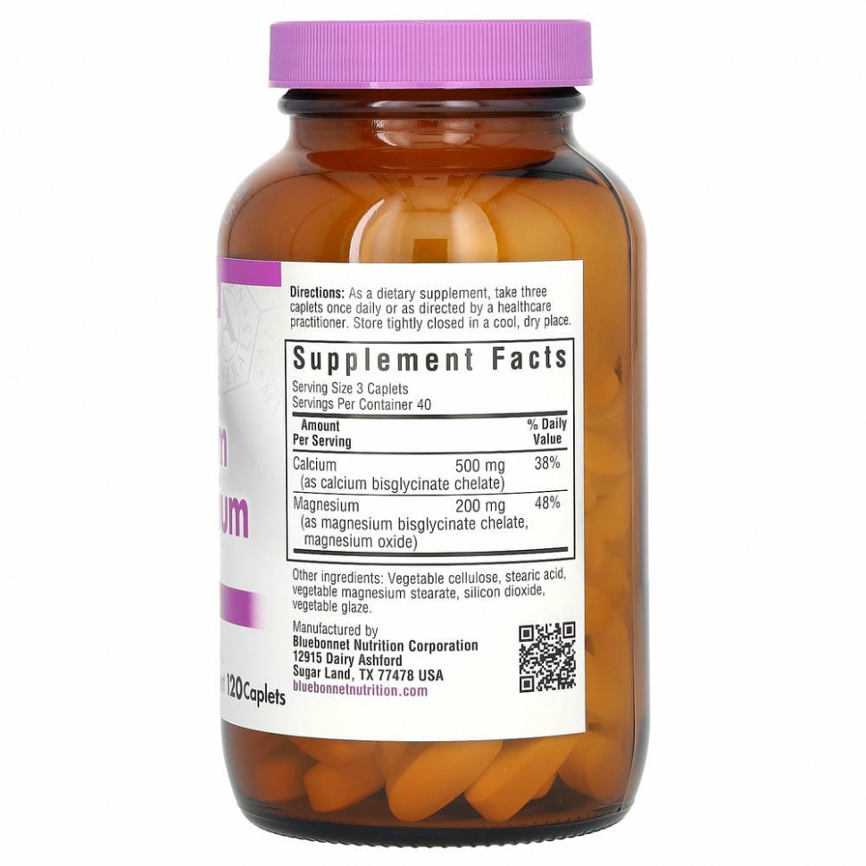 Bluebonnet Nutrition, хелаты магния и кальция, 120 таблеток