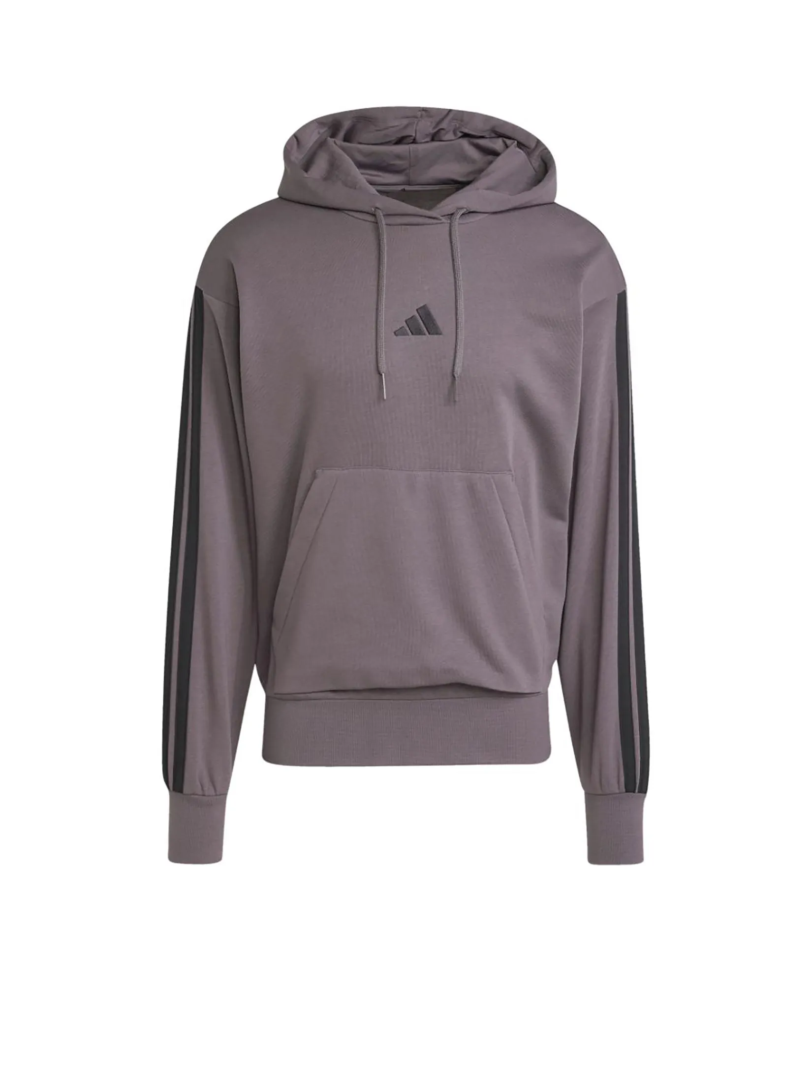ADIDAS Men Hoodie Essentials 3-Stripes French Terry Grey Strata / Black