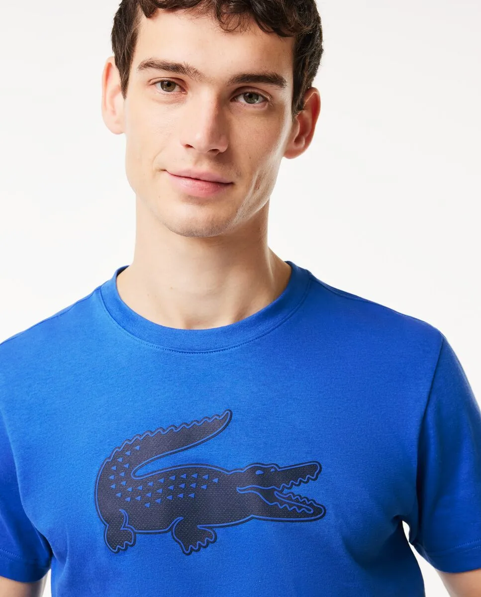 LACOSTE Men’s Lacoste SPORT 3D Print Crocodile Breathable Jersey T-Shirt Blue